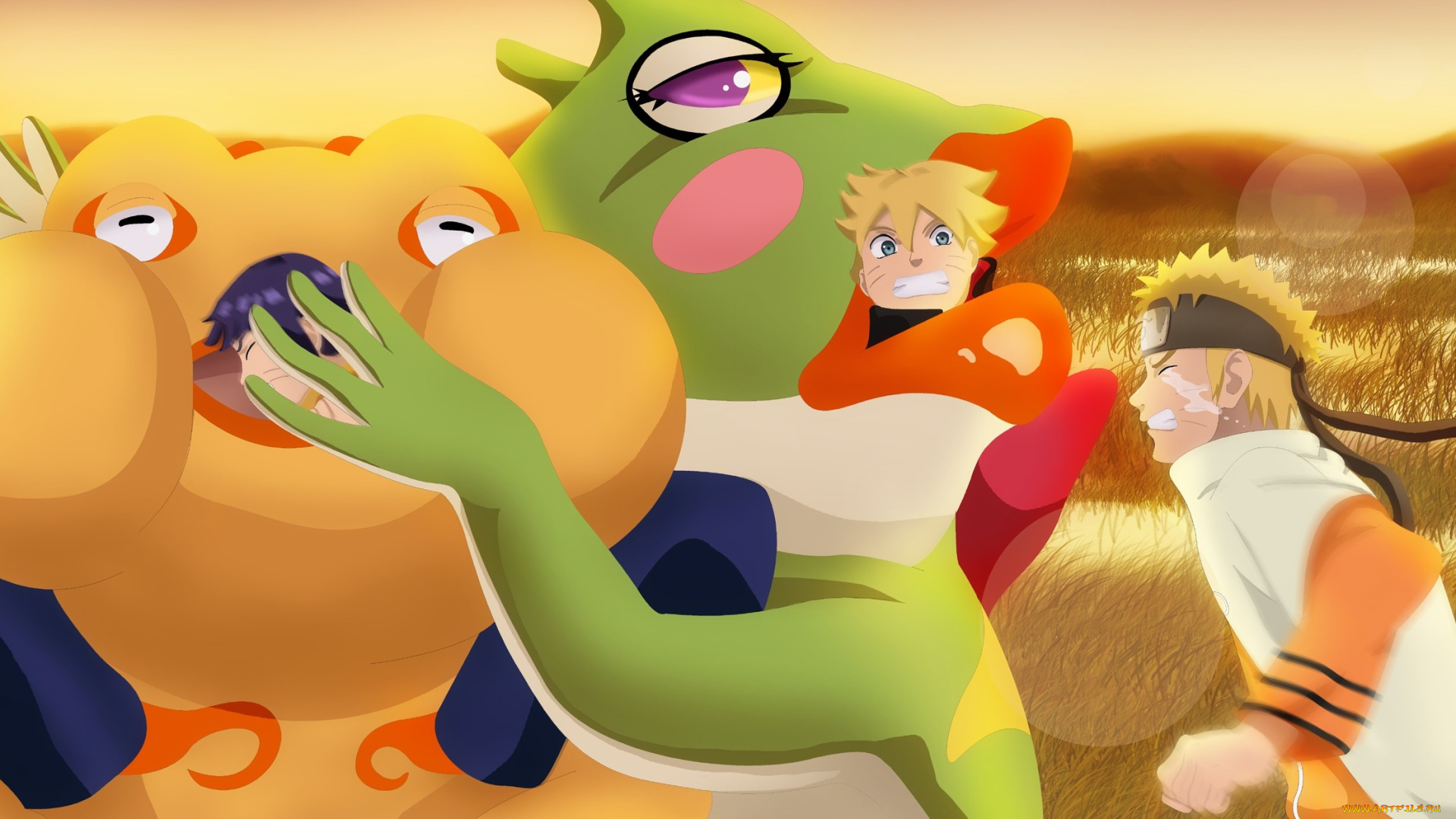 аниме, naruto, gamariki, himawari, and, boruto, attacking