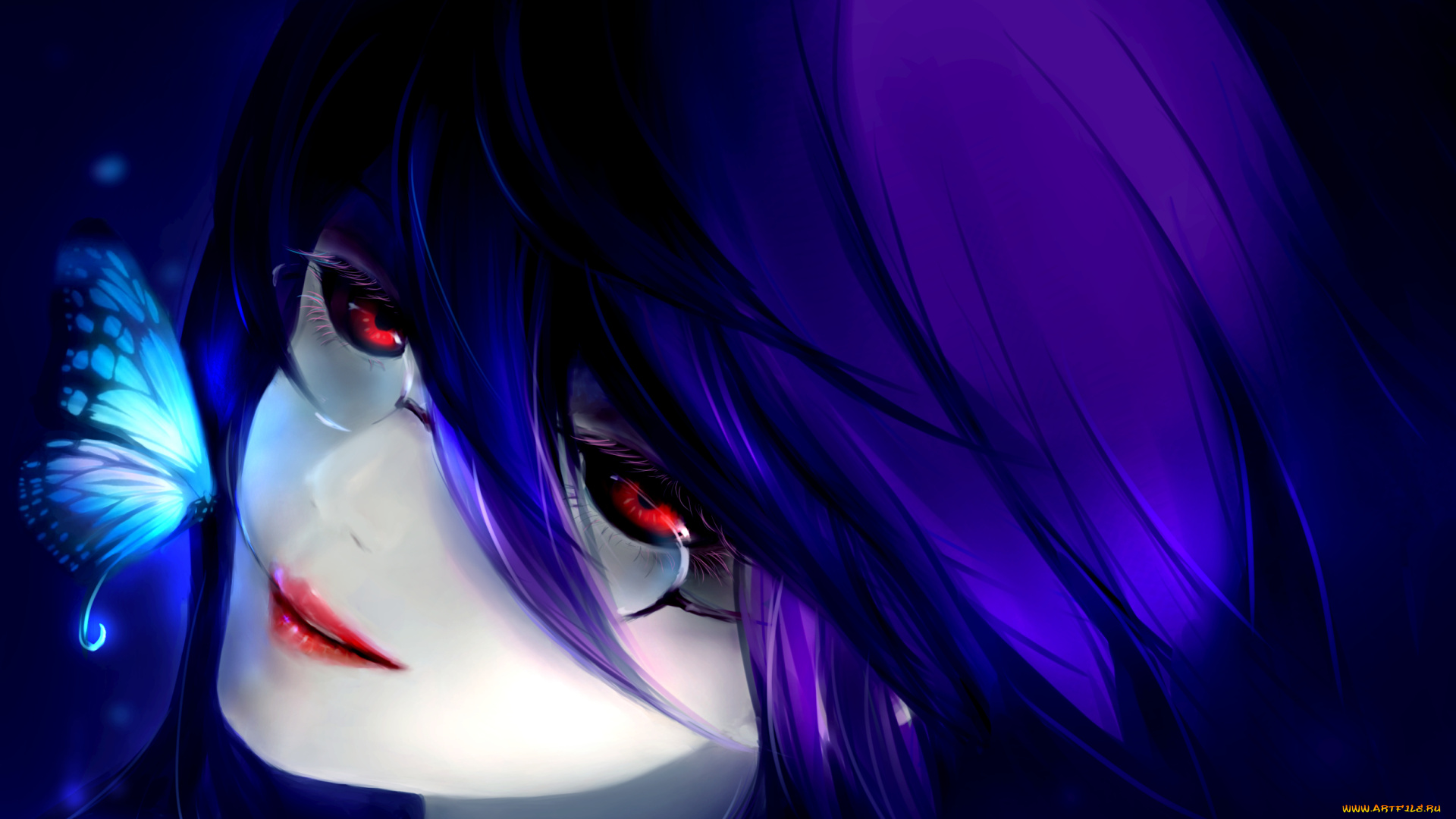 аниме, tokyo, ghoul, очки, бабочка, девушка, kamishiro, rize, tokyo, ghoul, xiao, ren, арт