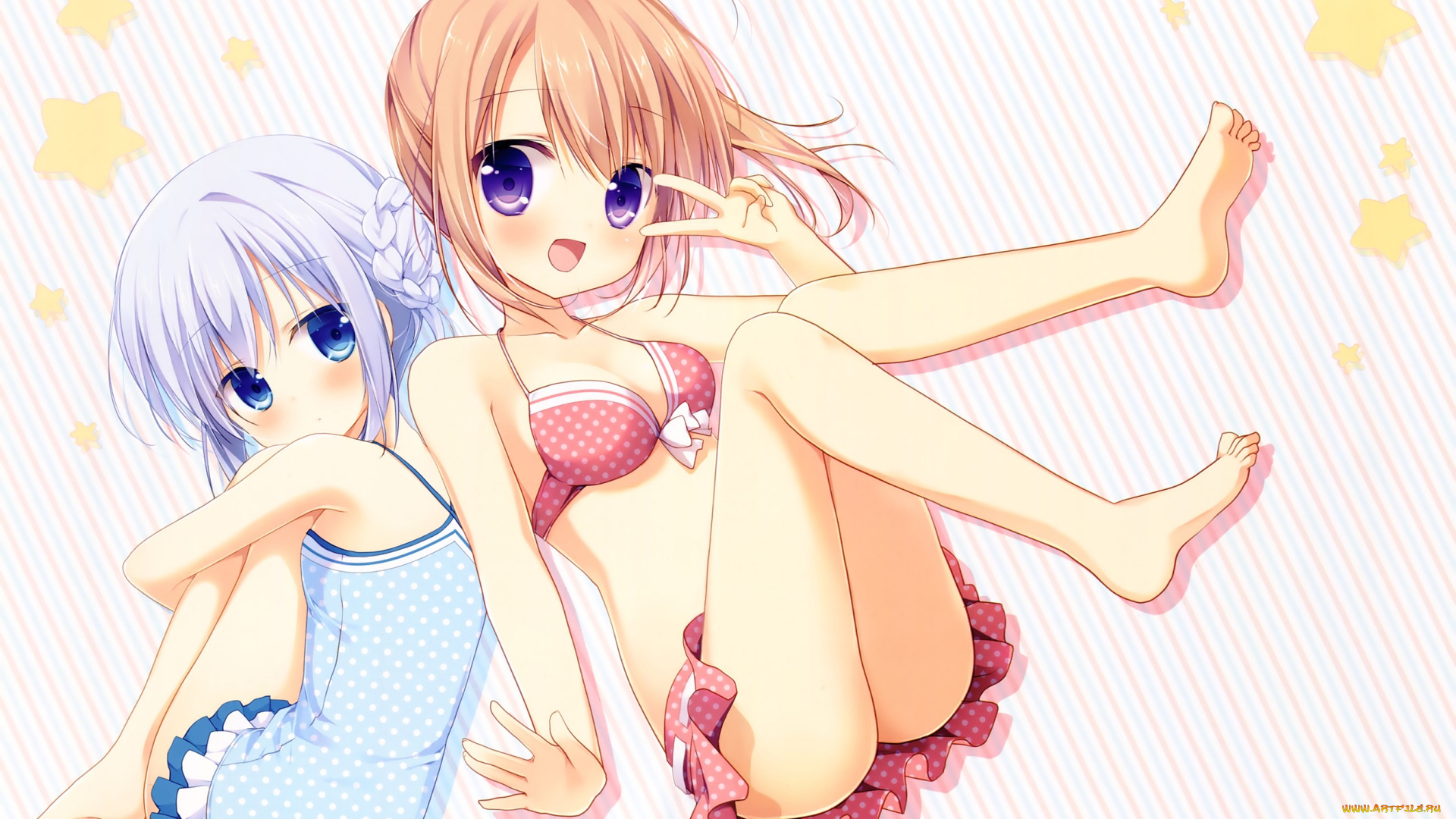 аниме, unknown, , другое, девочки, miyasaka, nako, kafuu, chino, арт, gochuumon, wa, usagi, desu, ka, hoto, kokoa