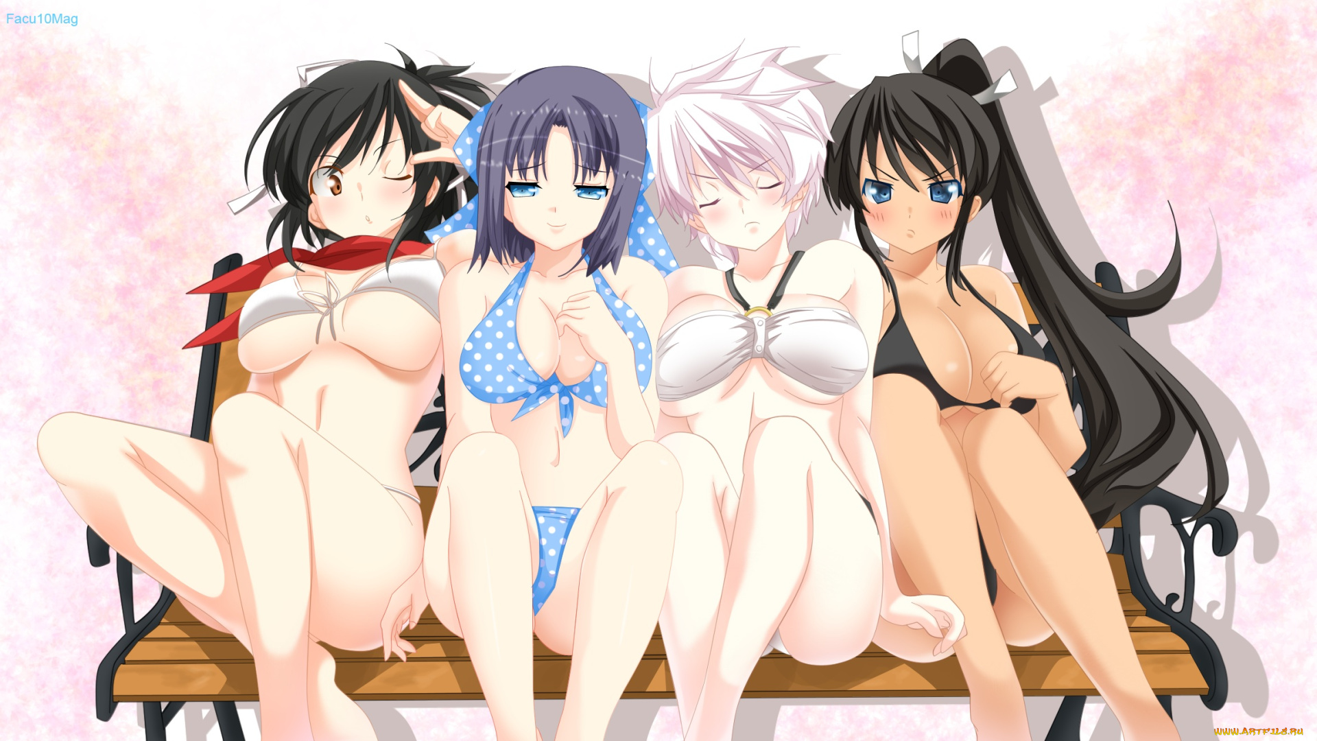 аниме, unknown, , другое, группа, девушки, арт, senran, kagura, facu10mag