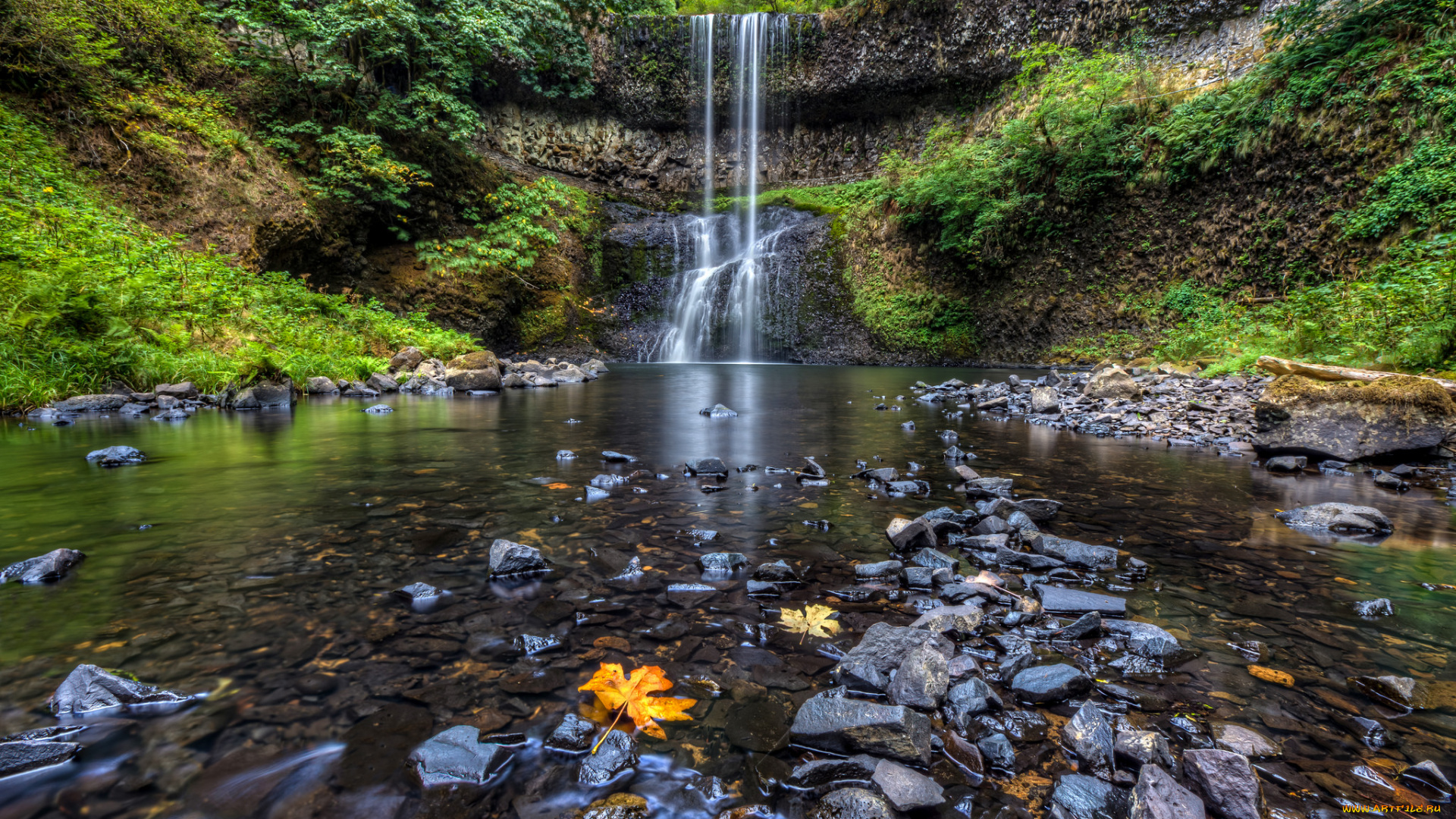 природа, водопады, водопад, лес, река
