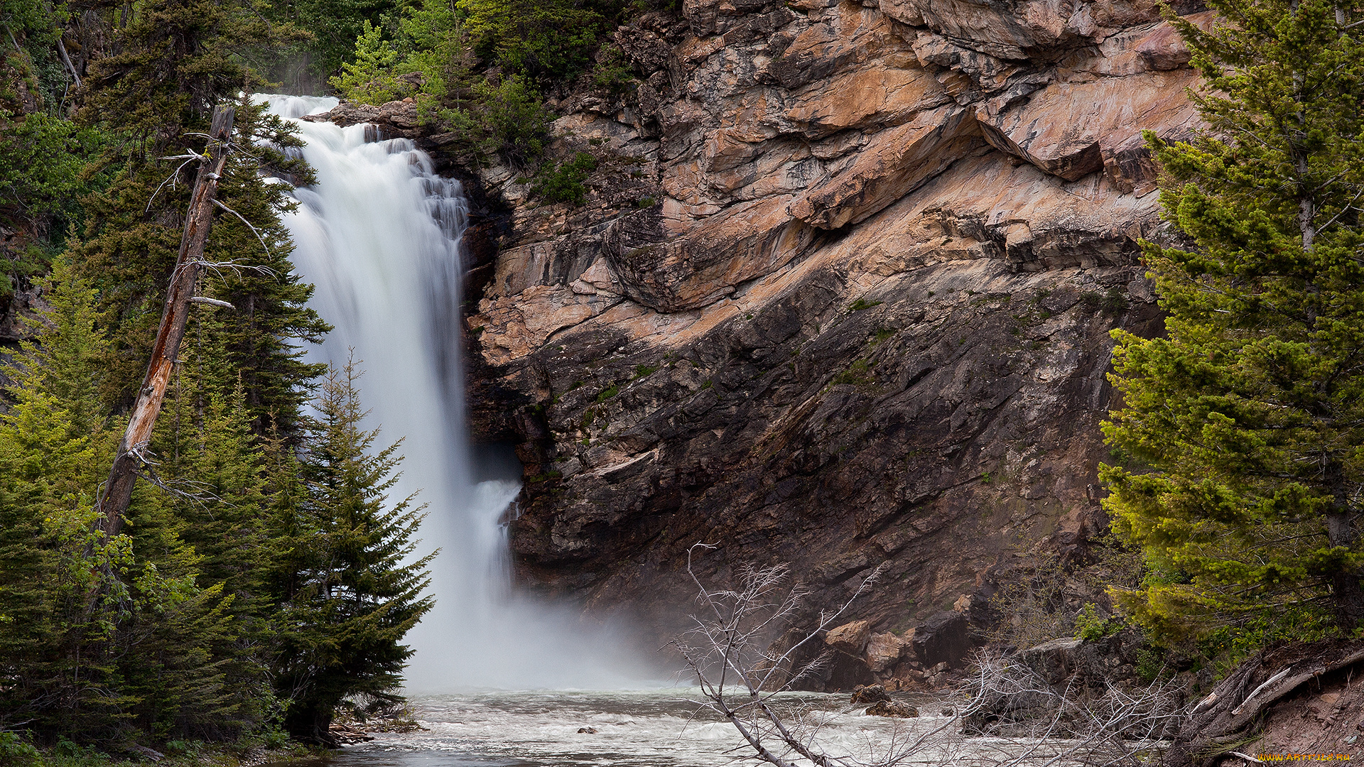 природа, водопады, водопад, река, лес