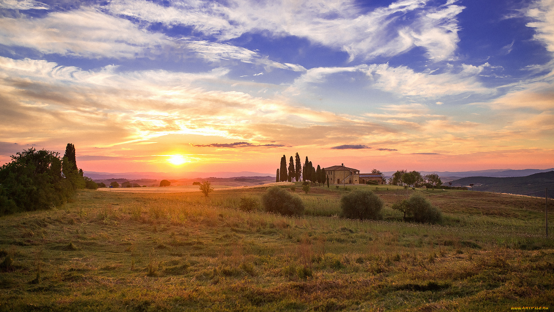 природа, восходы, закаты, лето, картинки, италия, тоскана, закат