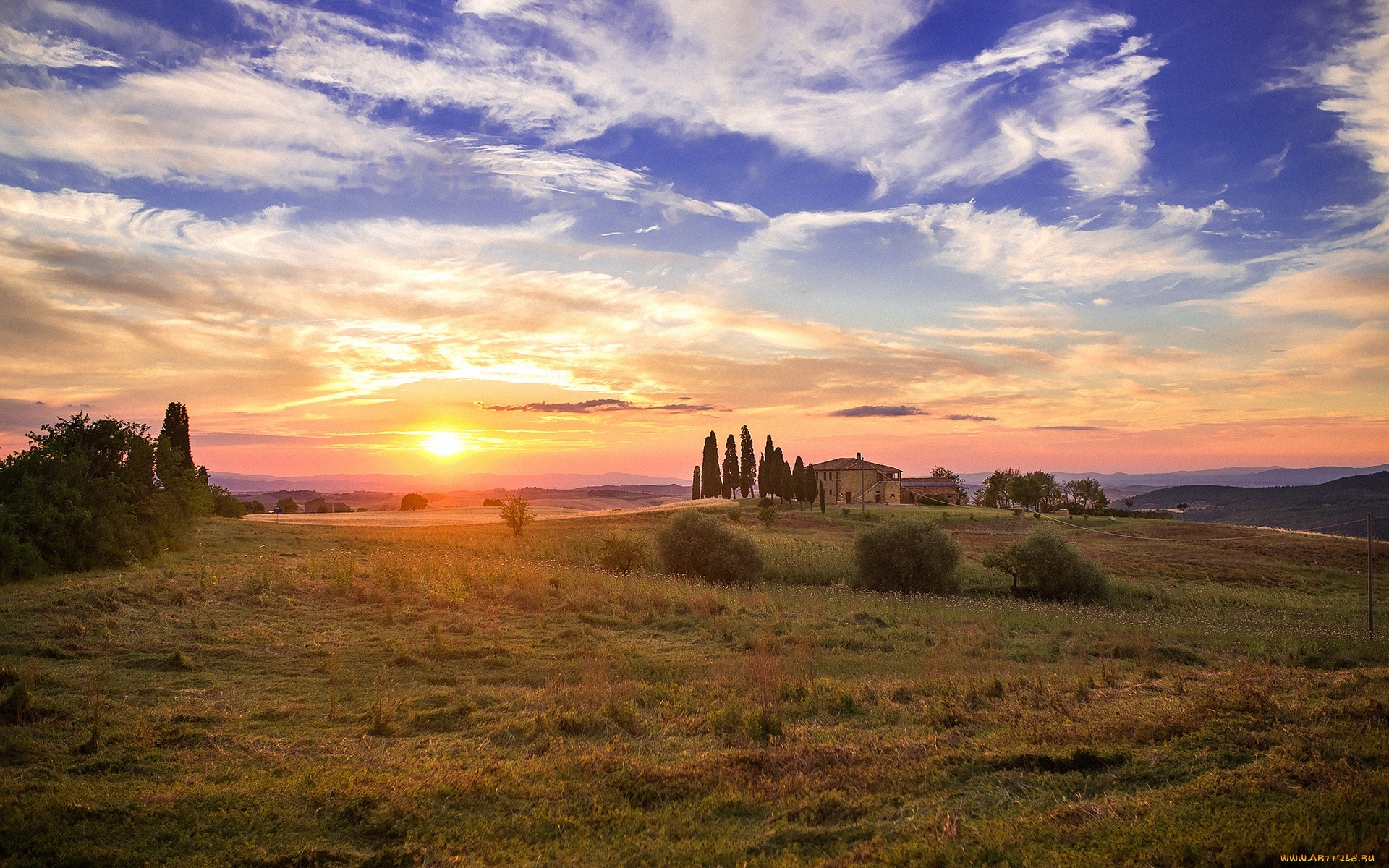природа, восходы, закаты, лето, картинки, италия, тоскана, закат