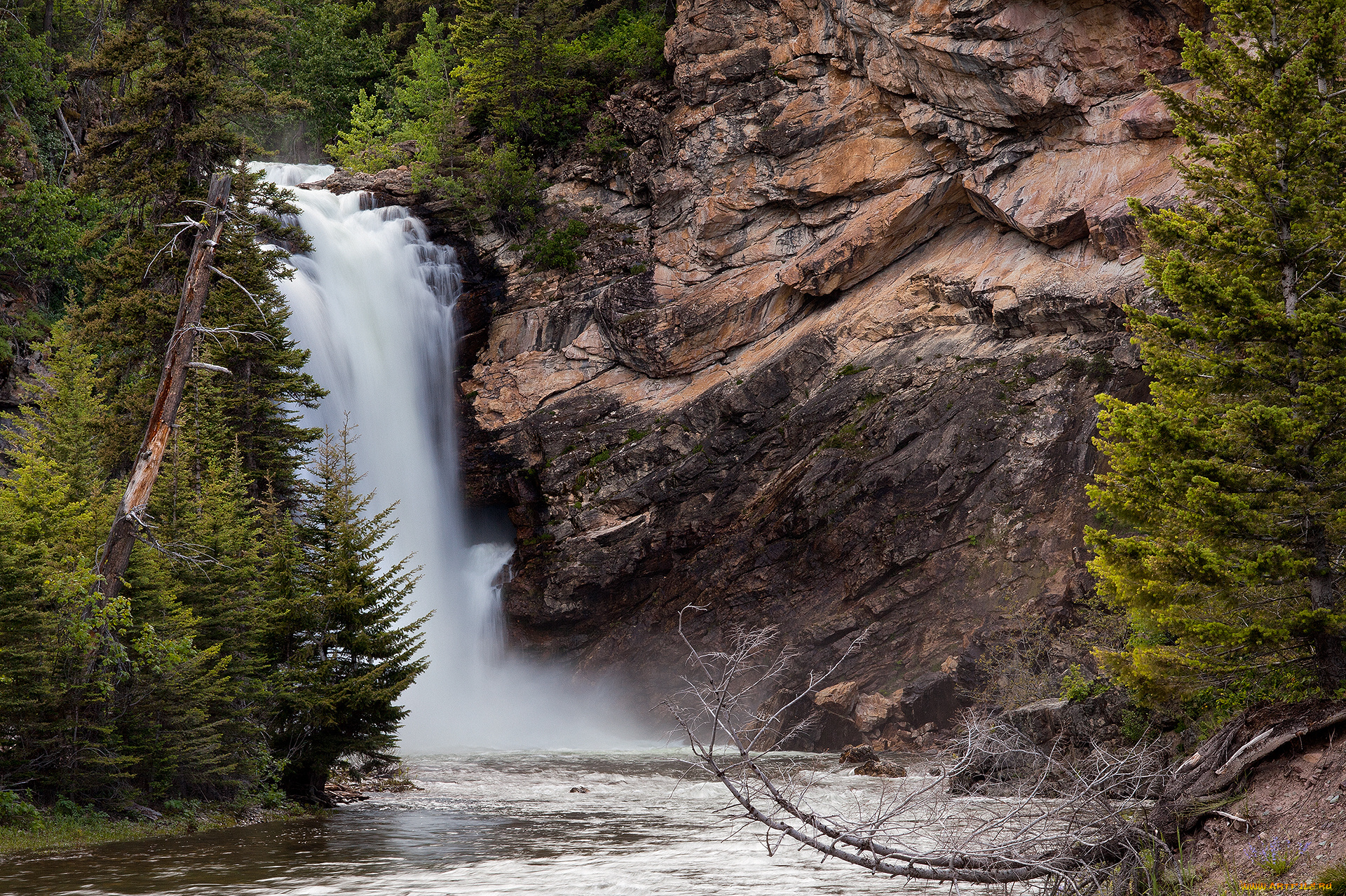 природа, водопады, водопад, река, лес