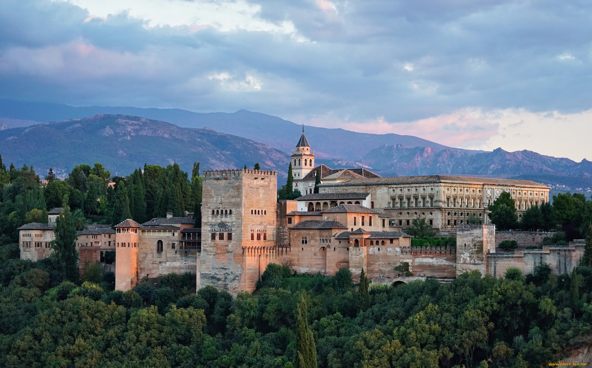 granada, города, гранада, , испания, горы, цитадель