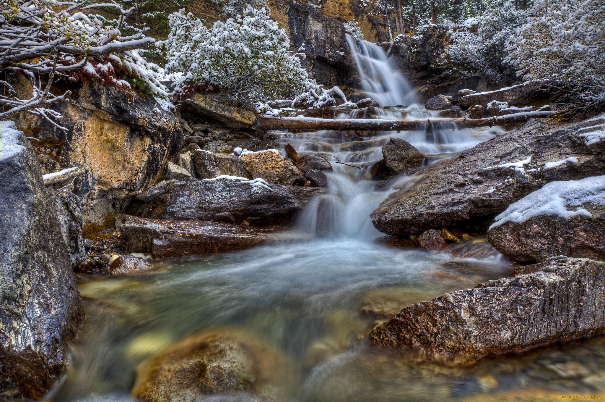 природа, водопады, лес, река, водопад