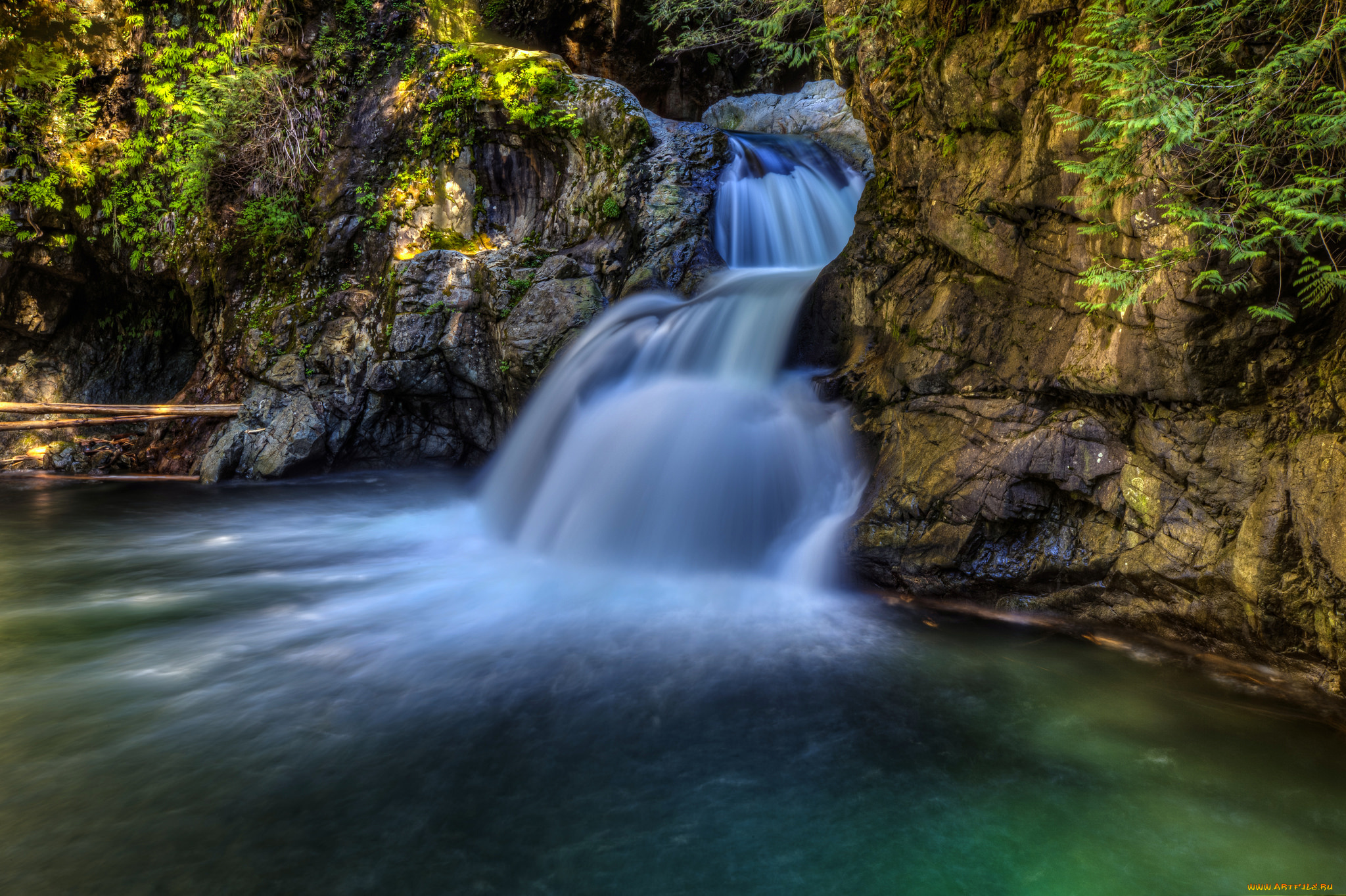 природа, водопады, водопад, река, лес