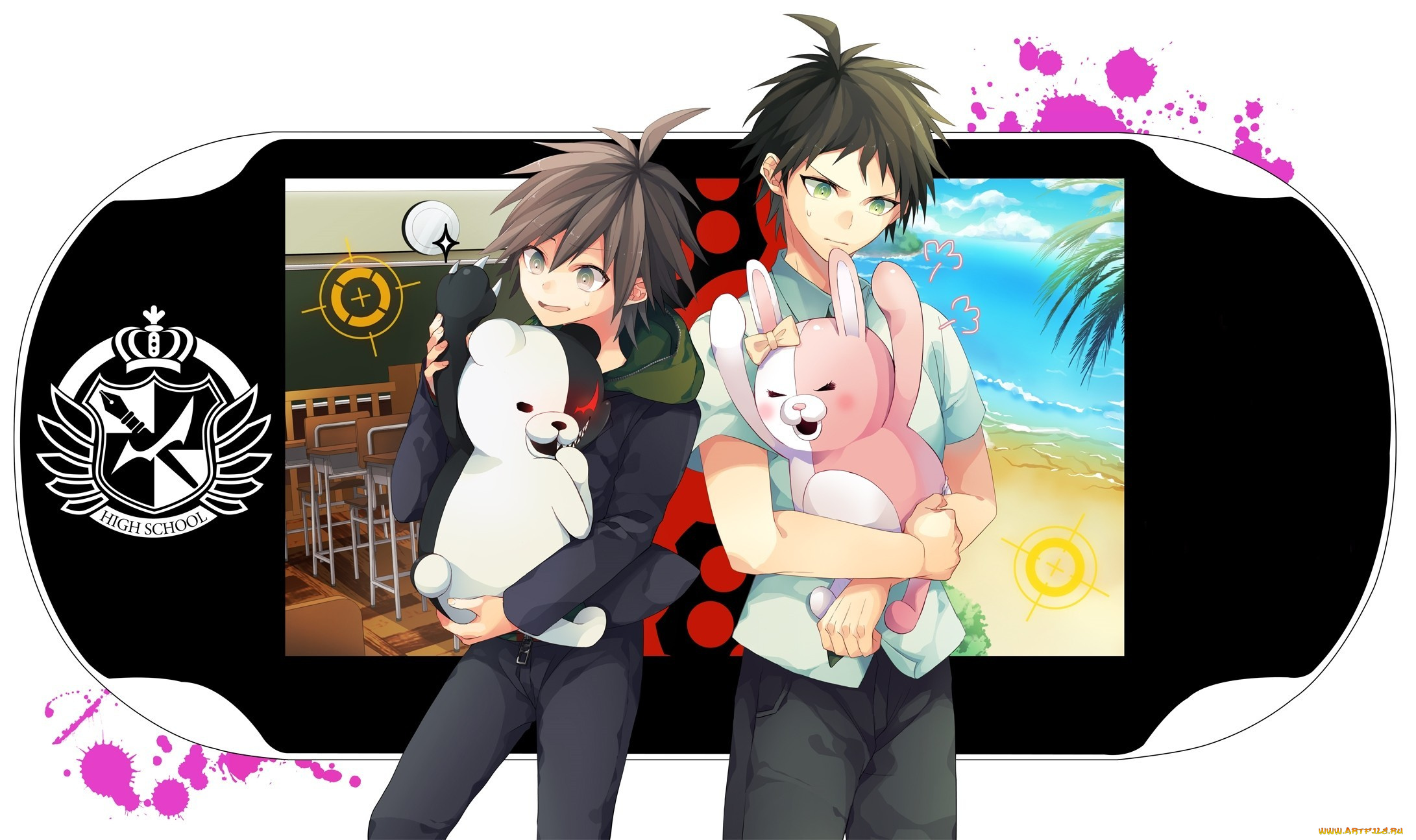 аниме, danganronpa, monokuma, naegi, hinata, hajime, console, dangan-ronpa