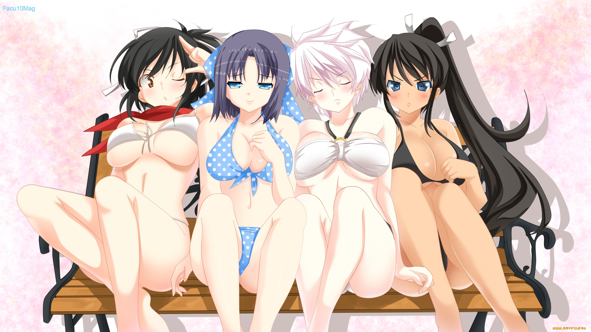 аниме, unknown, , другое, группа, девушки, арт, senran, kagura, facu10mag