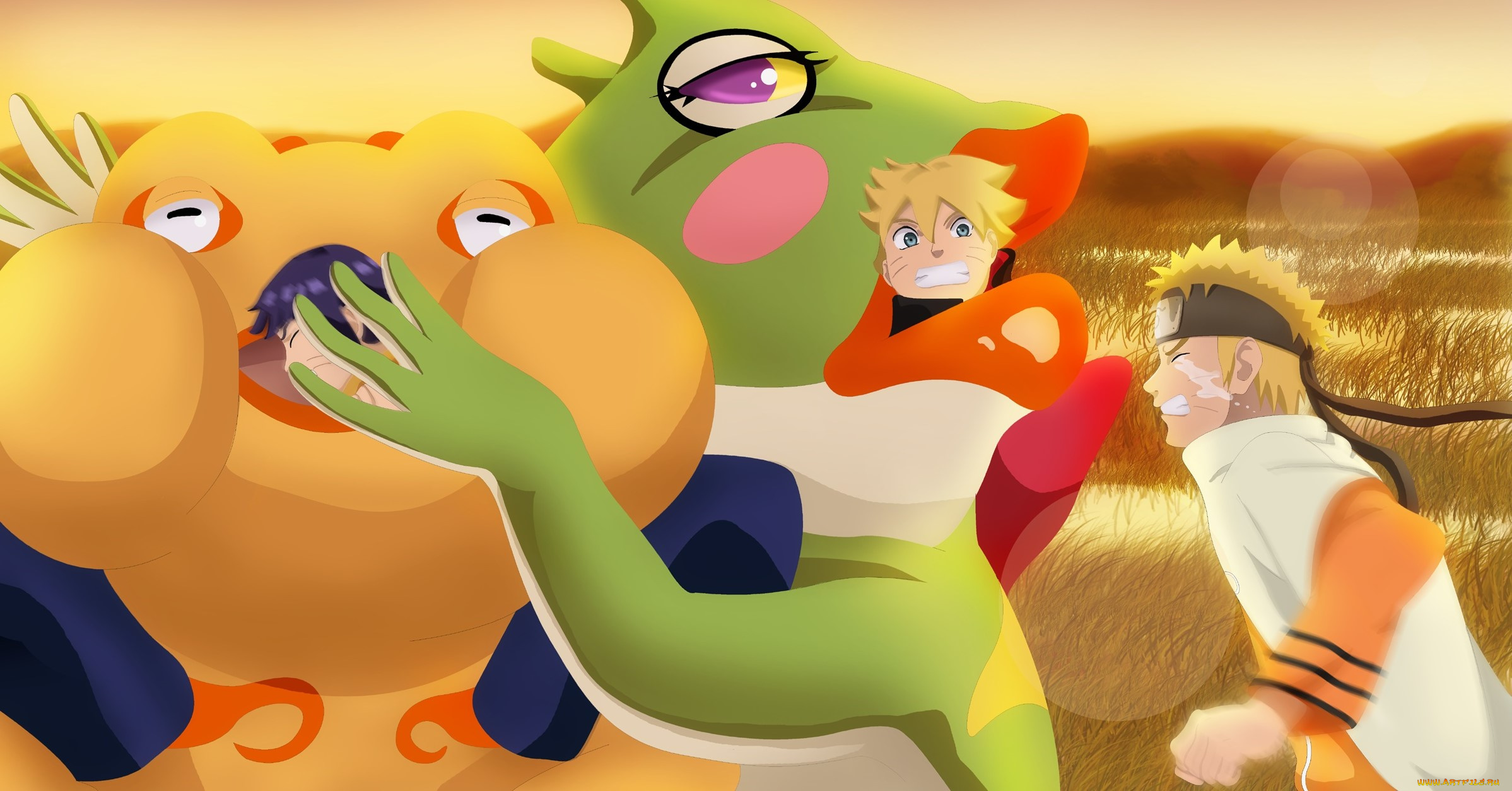 аниме, naruto, gamariki, himawari, and, boruto, attacking