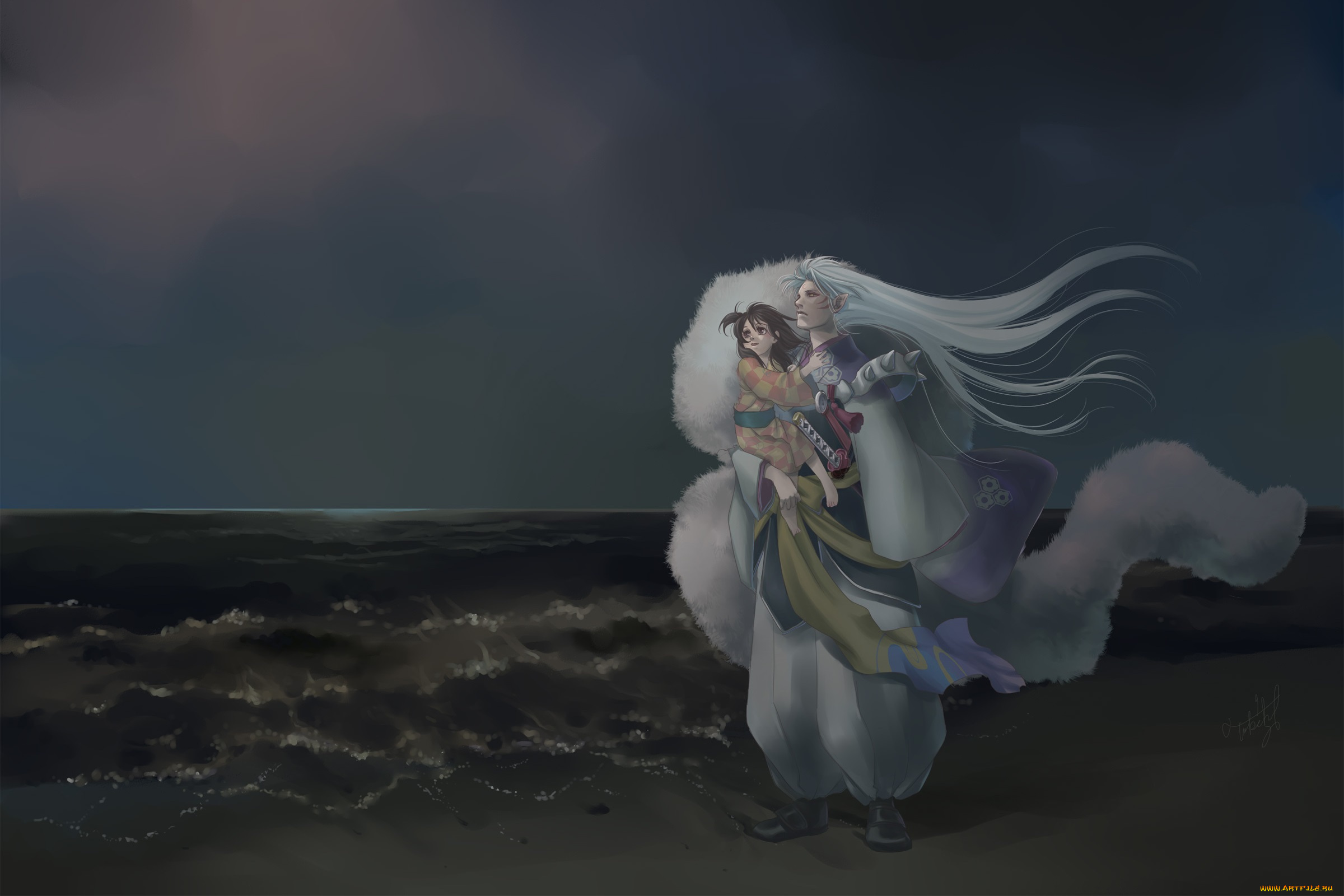 аниме, inuyasha, сешимару, рин, инуяша, арт