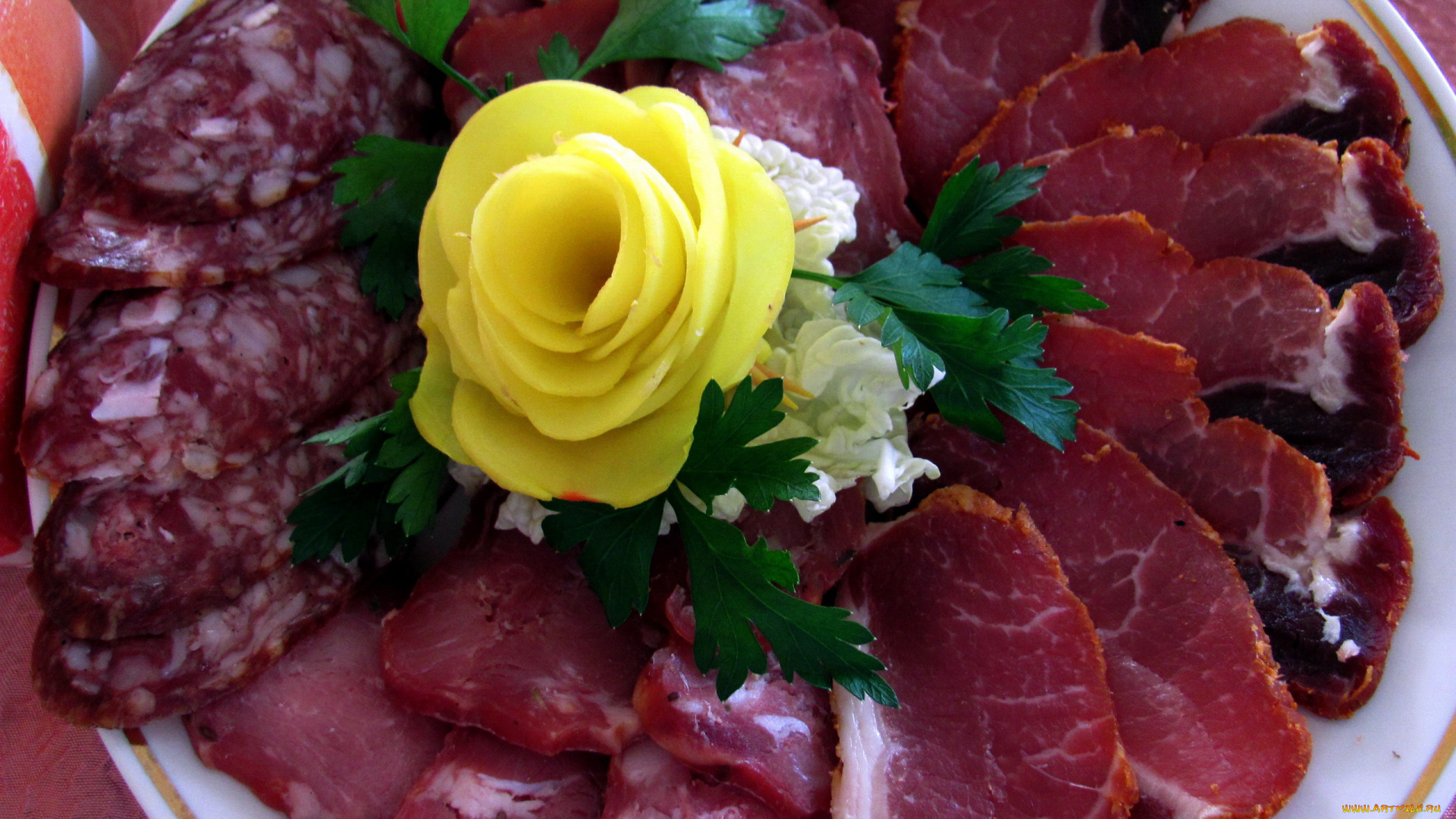 еда, колбасные, изделия, петрушка, ассорти, украшение