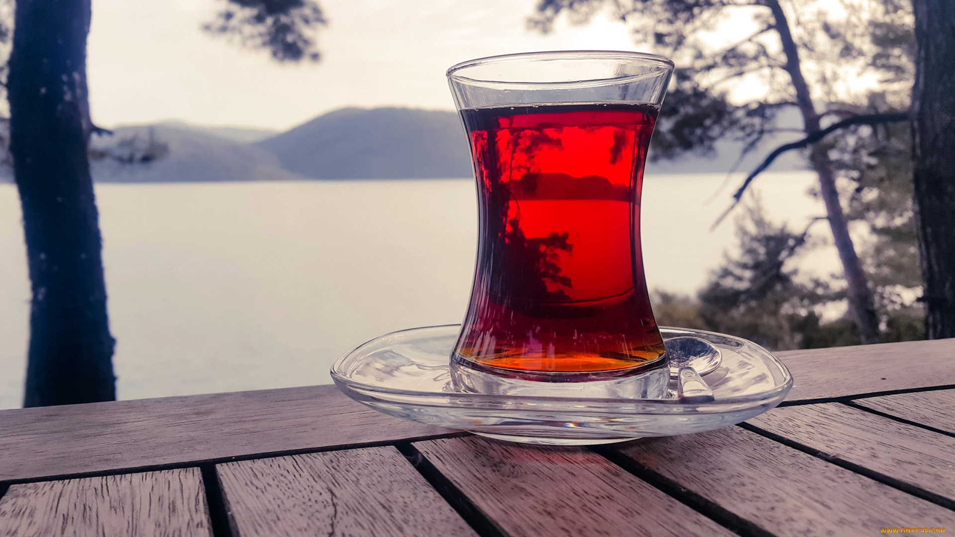 еда, напитки, , Чай, напиток, отражение, стакан, пейзаж