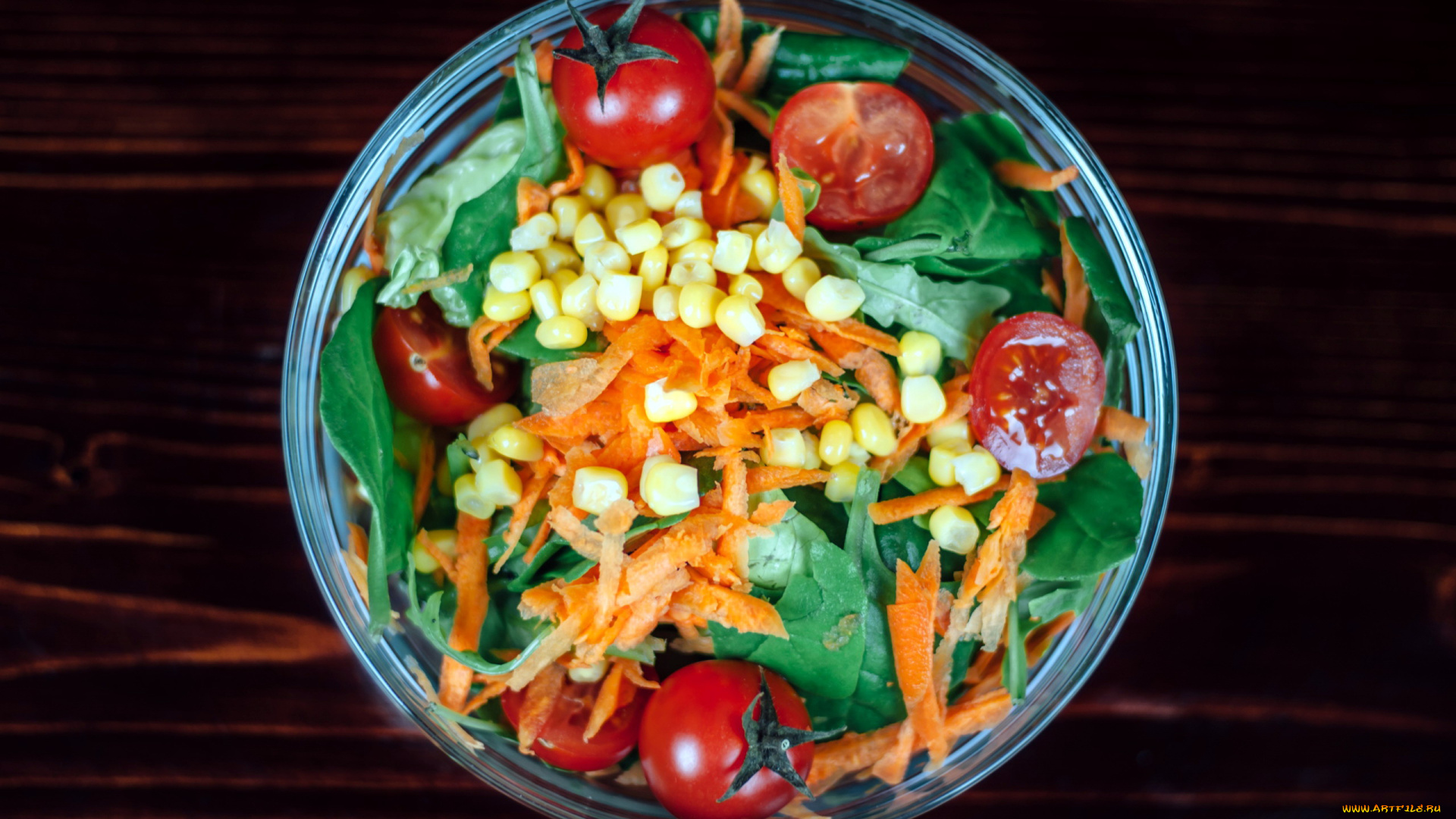 еда, салаты, , закуски, салат, помидоры, черри, морковь, кукуруза