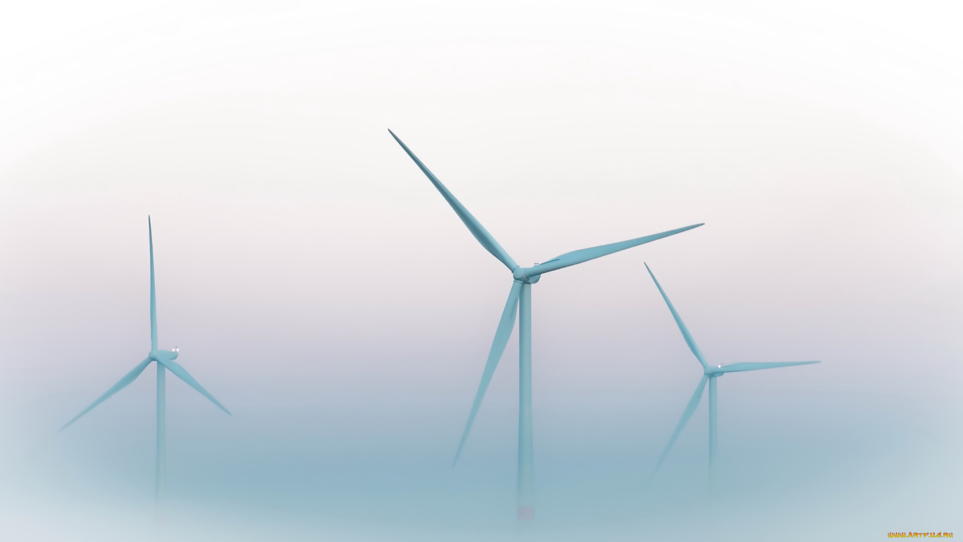 разное, мельницы, туман, ветряки