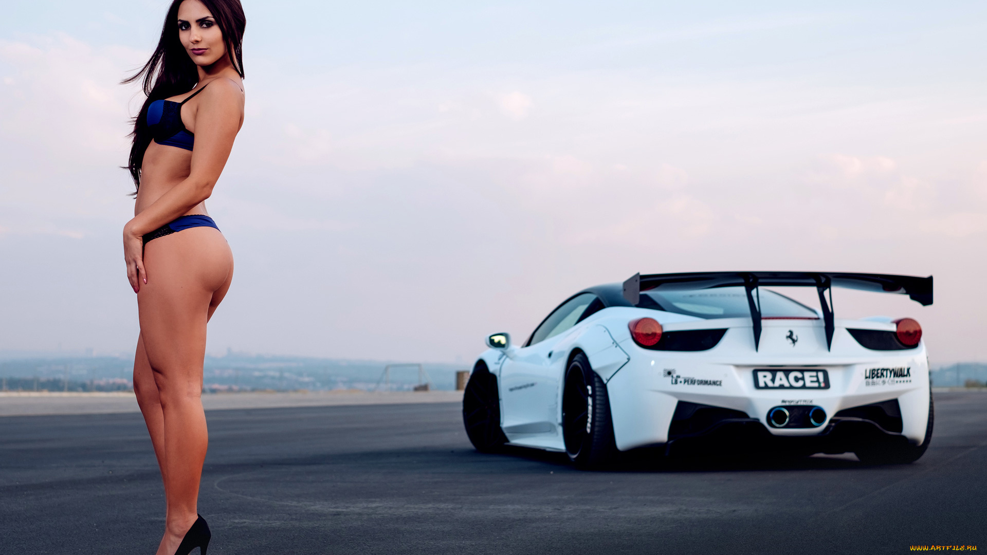 автомобили, -авто, с, девушками, ferrari