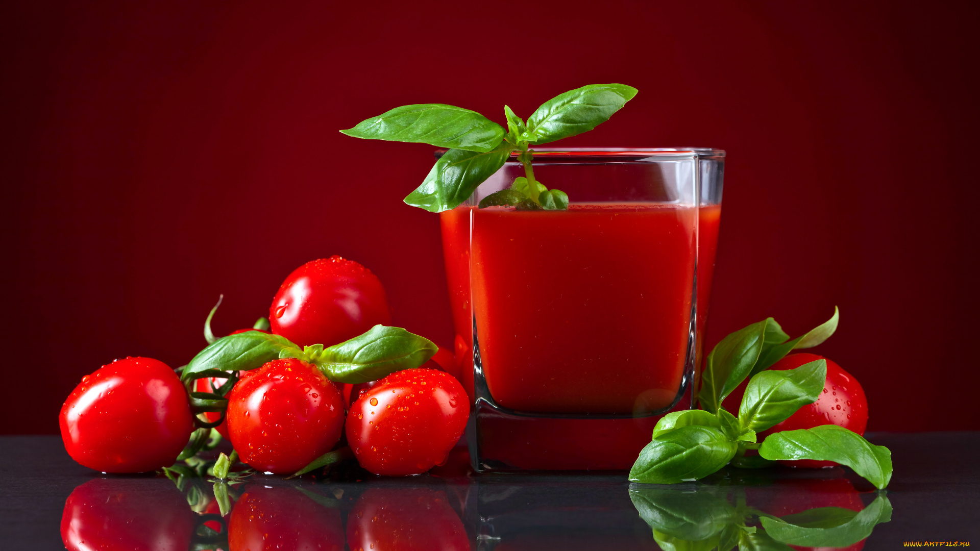 еда, помидоры, стакан, томатного, сока, со, свежими, помидорами, на, столе, томат, томаты