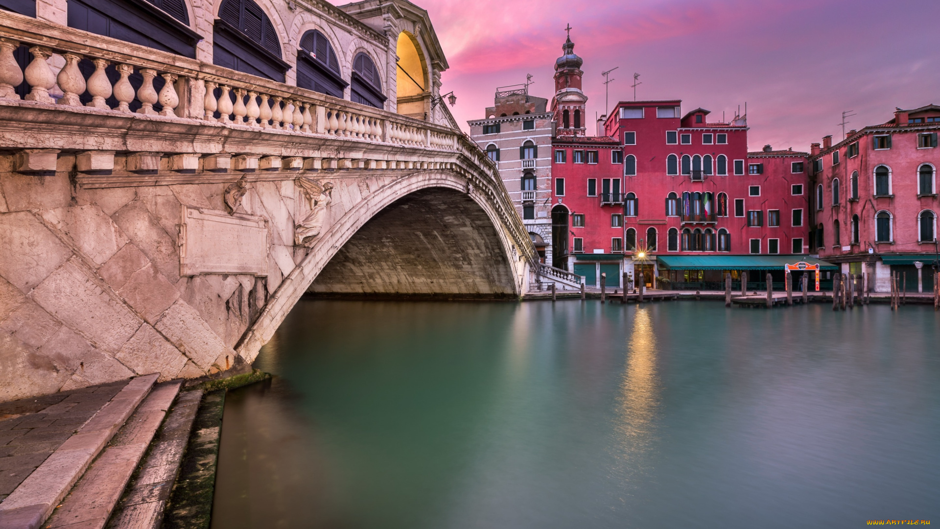 города, венеция, , италия, italy, rialto, bridge, channel, venice, panorama, grand, canal, san, bartolomeo, church, sunset, канал, венеция