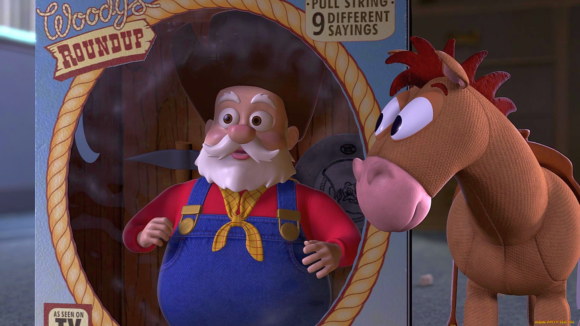 мультфильмы, toy, story, 2, игрушка, лошадь, коробка, дедушка