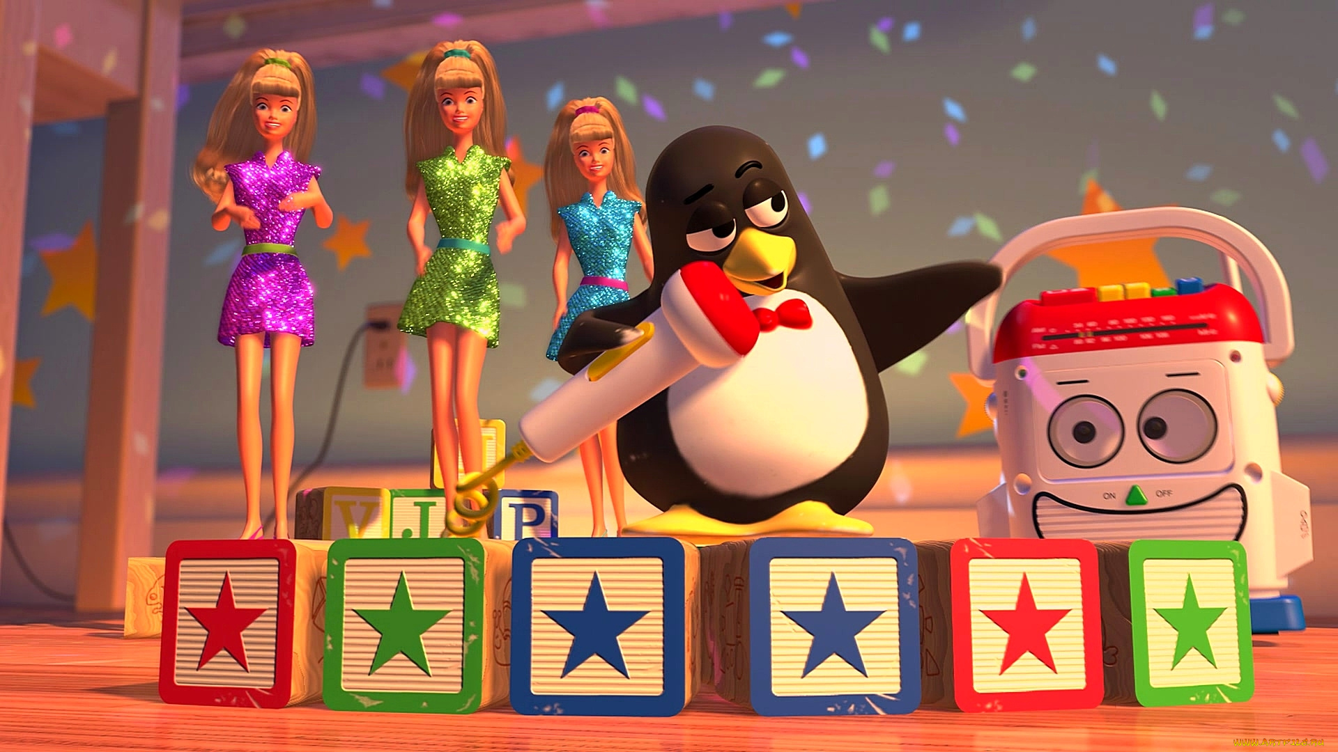 мультфильмы, toy, story, 2, кубик, кукла, пингвин, игрушка, микрофон