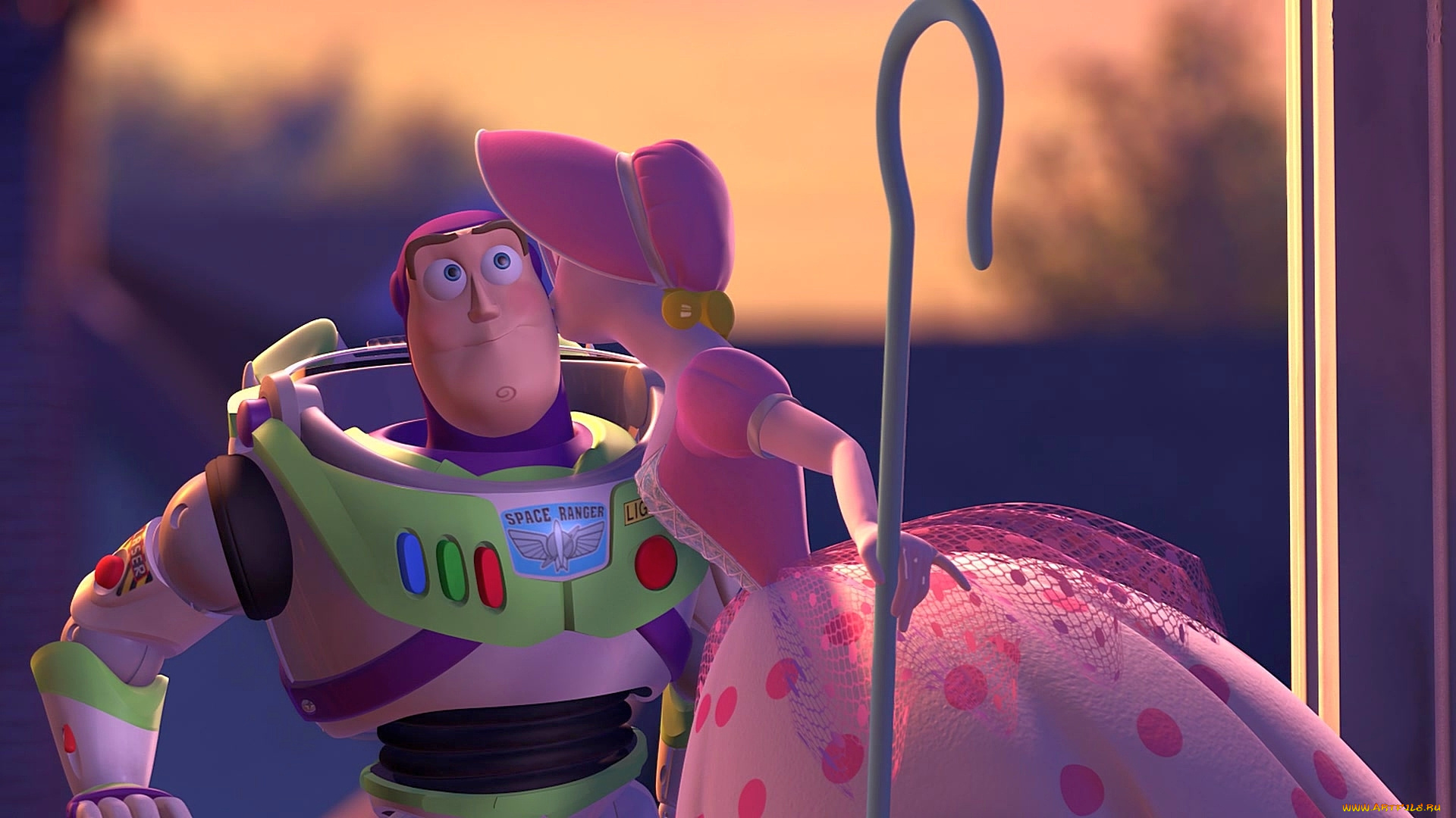 мультфильмы, toy, story, 2, пастушка, игрушка, поцелуй, космонавт