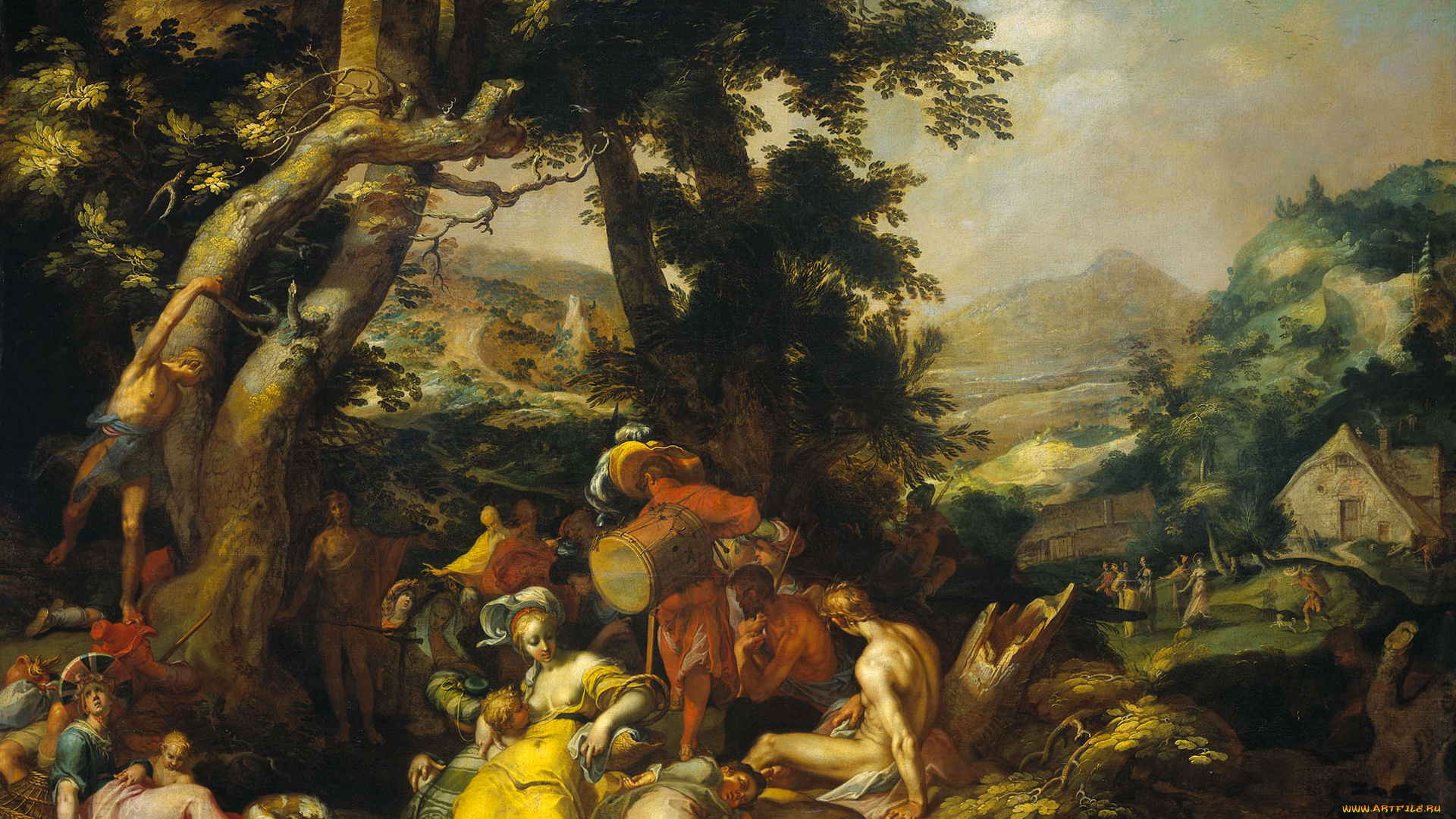 рисованное, живопись, мифология, проповедь, иоанна, крестителя, абрахам, блумарт, картина, религия