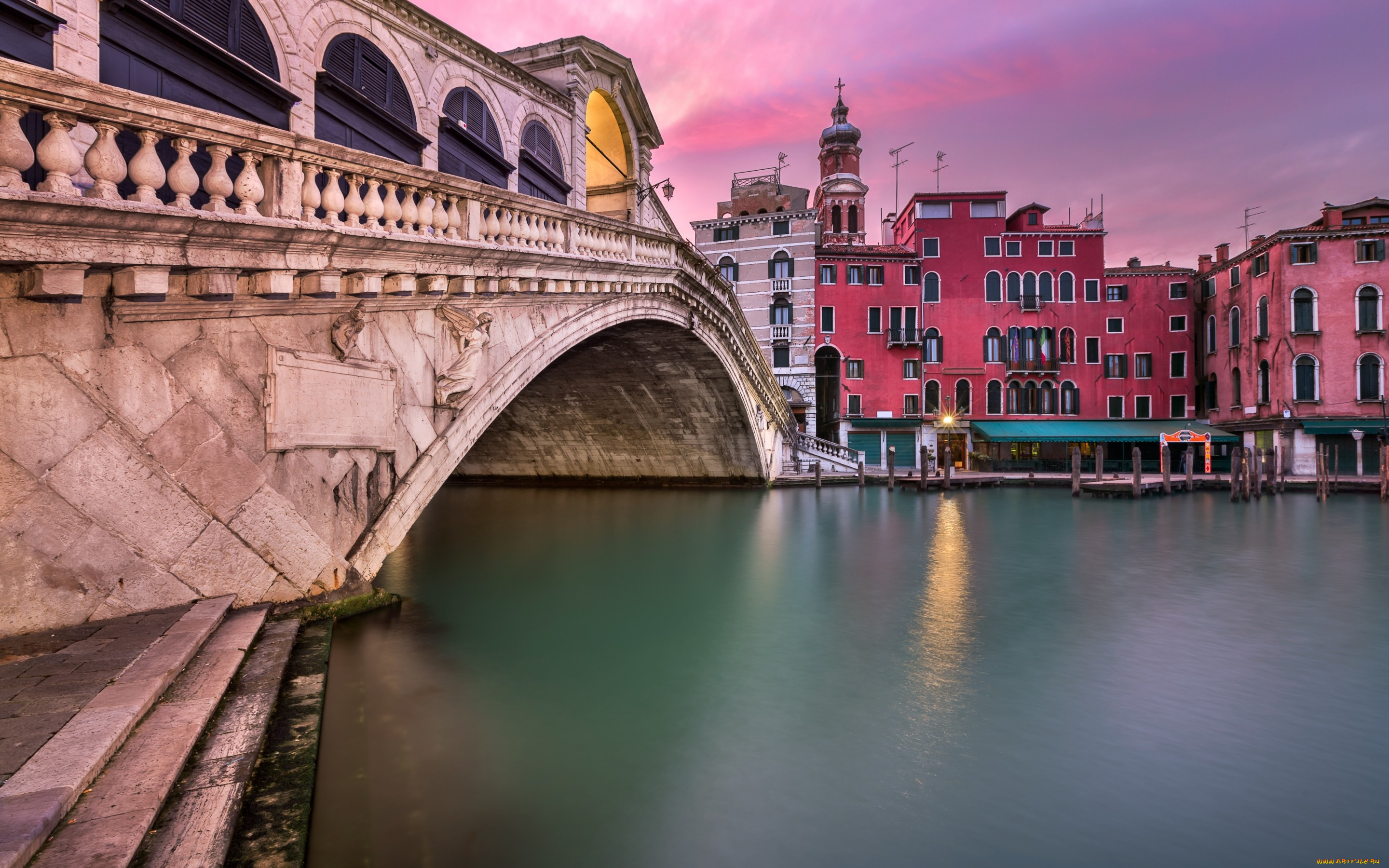 города, венеция, , италия, italy, rialto, bridge, channel, venice, panorama, grand, canal, san, bartolomeo, church, sunset, канал, венеция