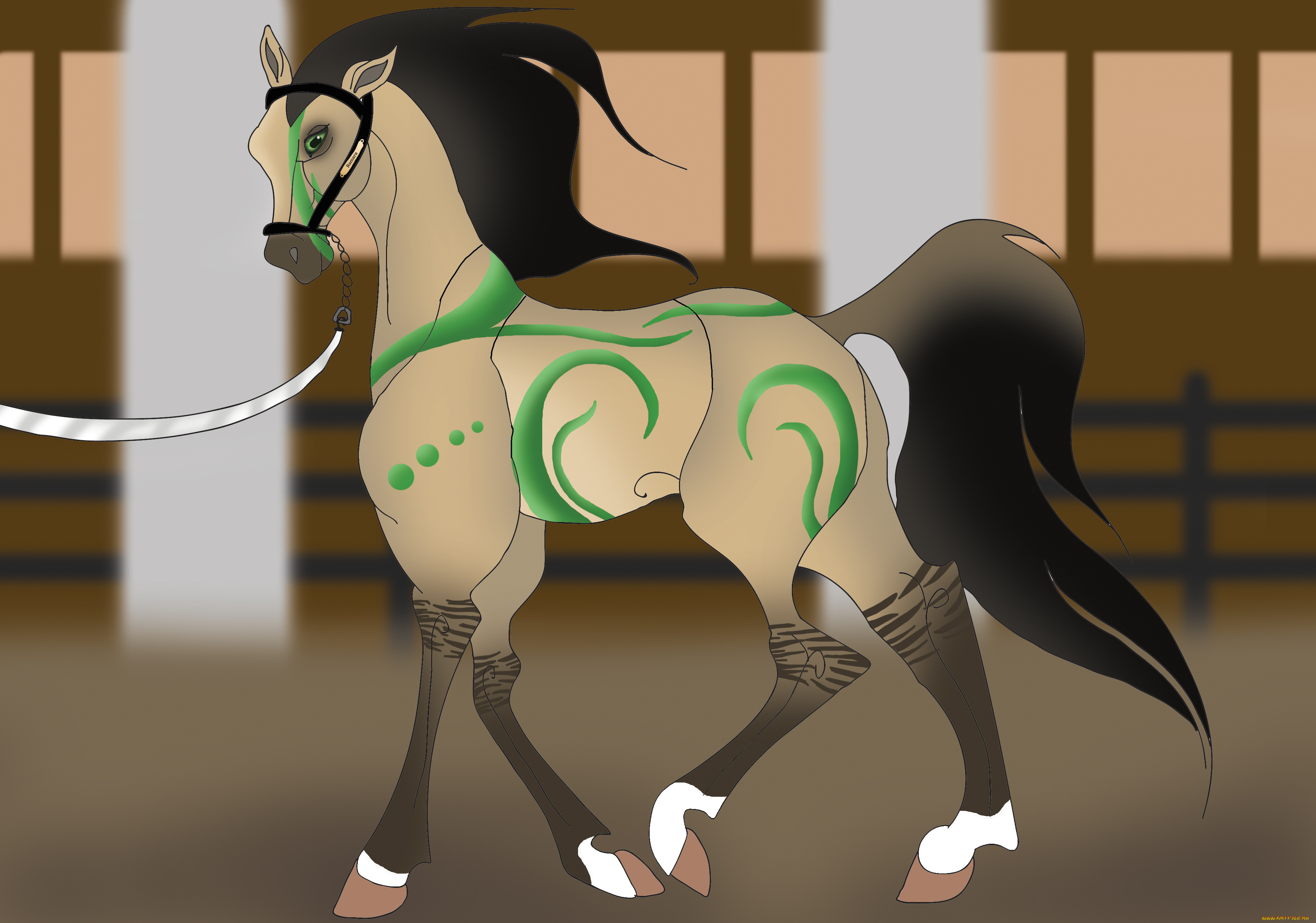 рисованное, животные, , лошади, лошадь, фон