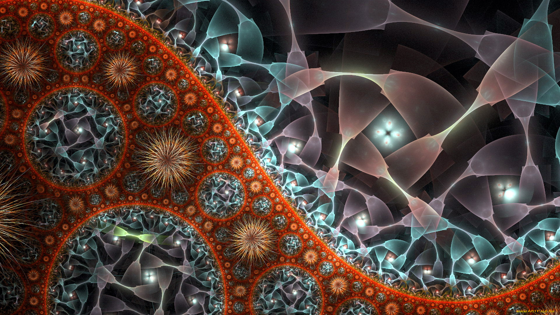 3д, графика, абстракция, , abstract, круги, орнамент, волна