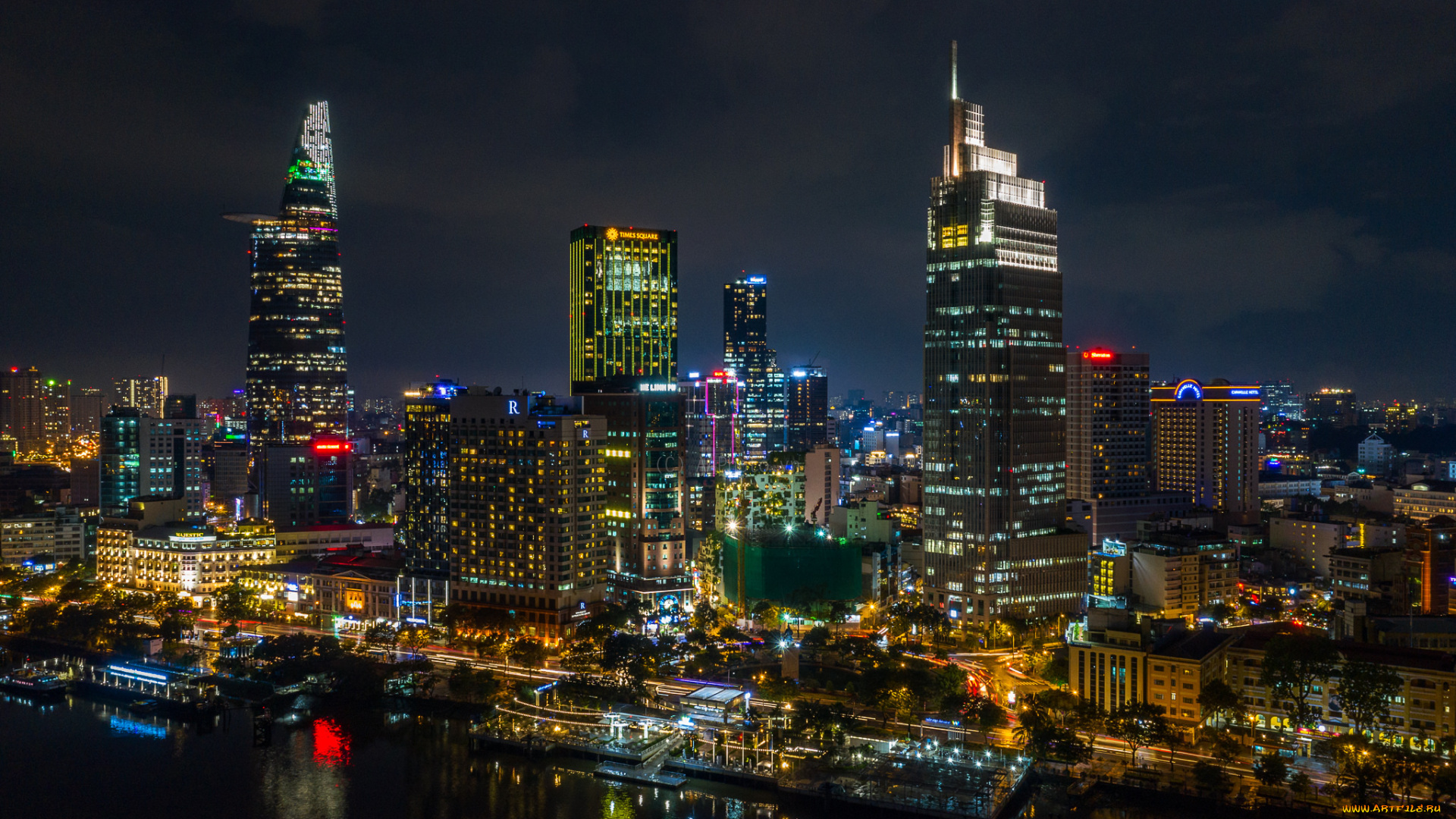 saigon, города, -, огни, ночного, города, простор