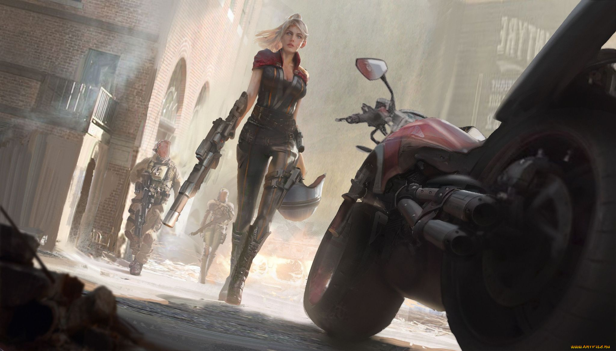 фэнтези, девушки, взгляд, sci-fi, костюм, арт, фантастика, оружие, девушка