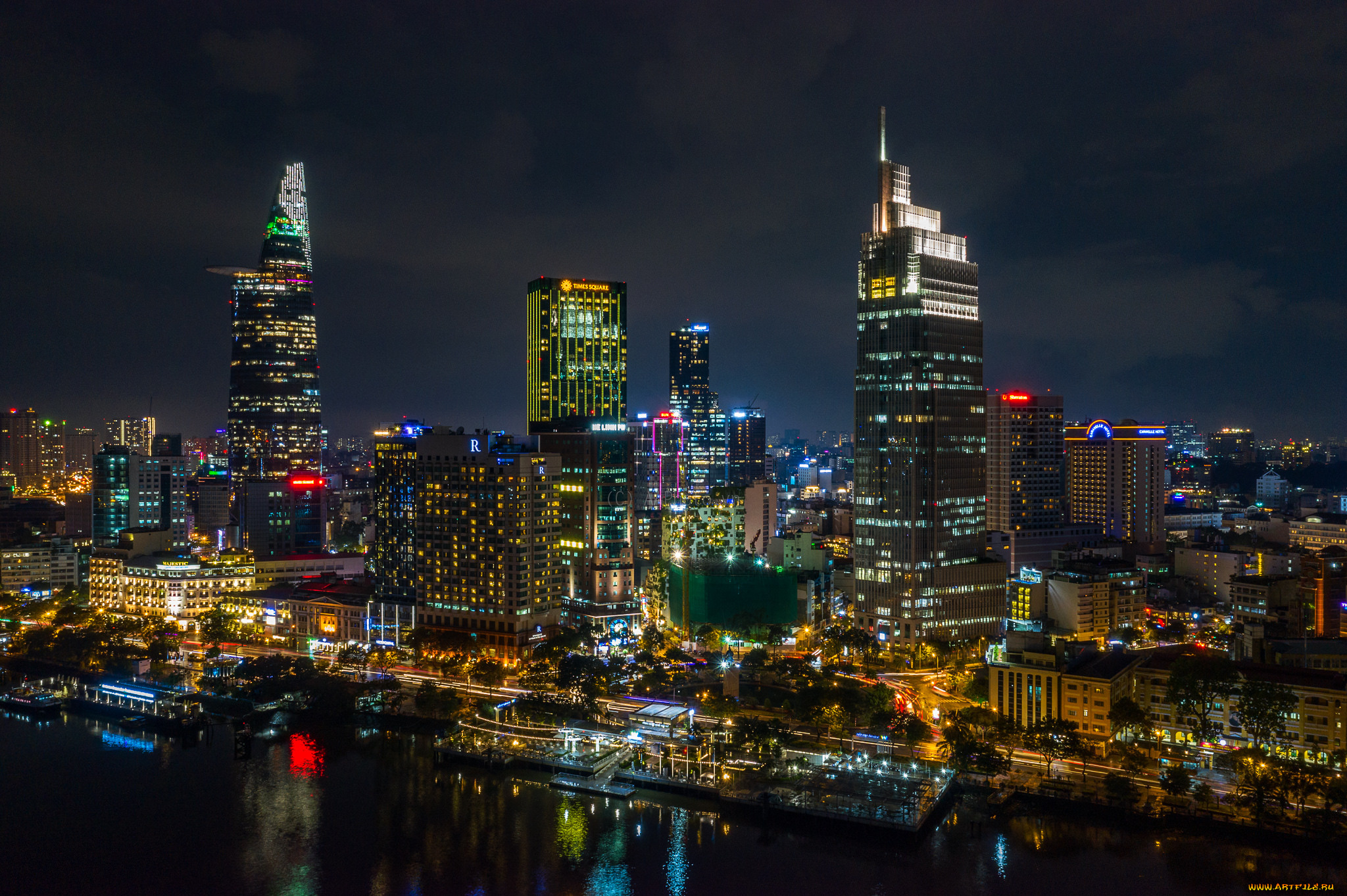 saigon, города, -, огни, ночного, города, простор