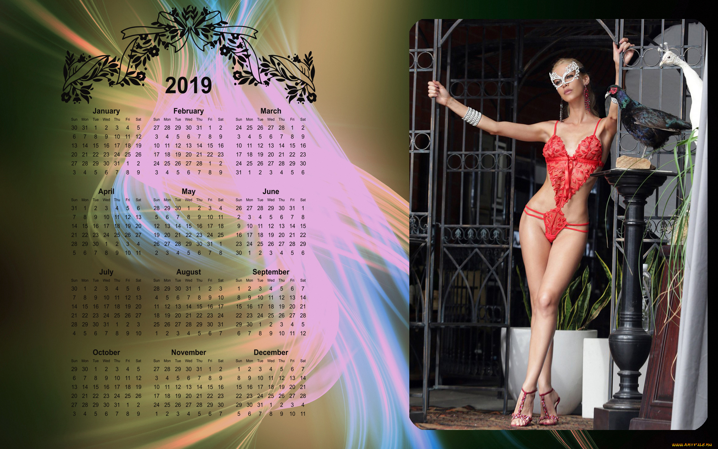 календари, девушки, женщина, маска