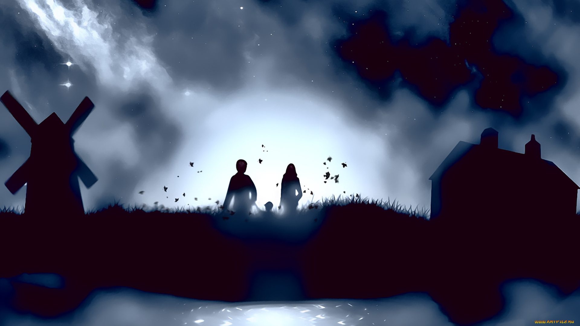 календари, фэнтези, семья, люди, здание, мельница, calendar, 2019