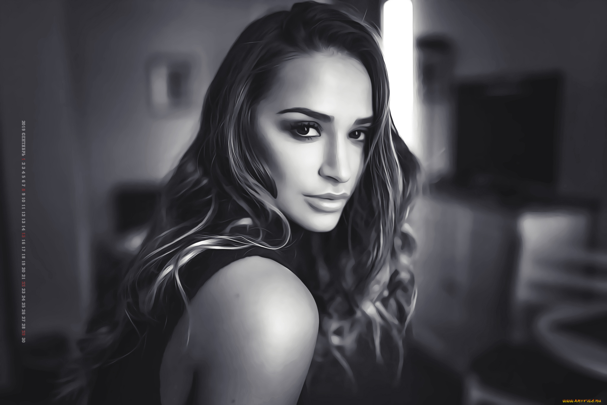 календари, компьютерный, дизайн, 2019, calendar, модель, женщина, взгляд, девушка