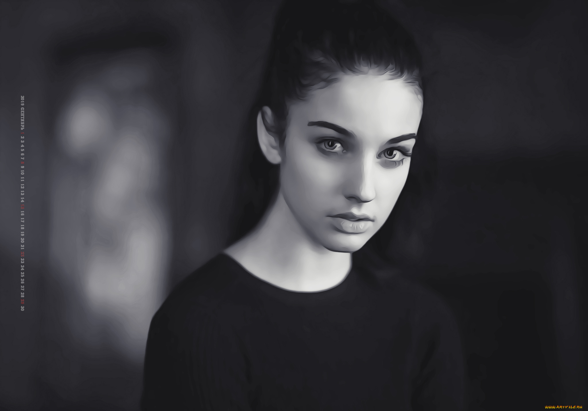 календари, компьютерный, дизайн, 2019, calendar, модель, взгляд, девушка, женщина