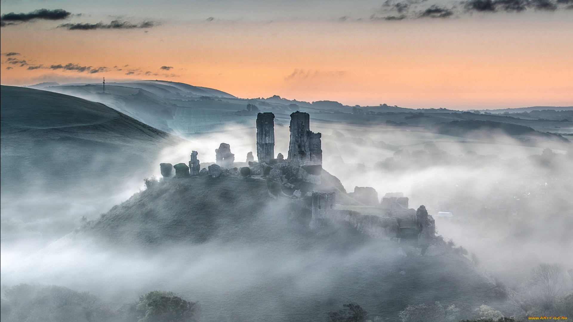 corfe, castle, dorset, города, замки, англии, corfe, castle
