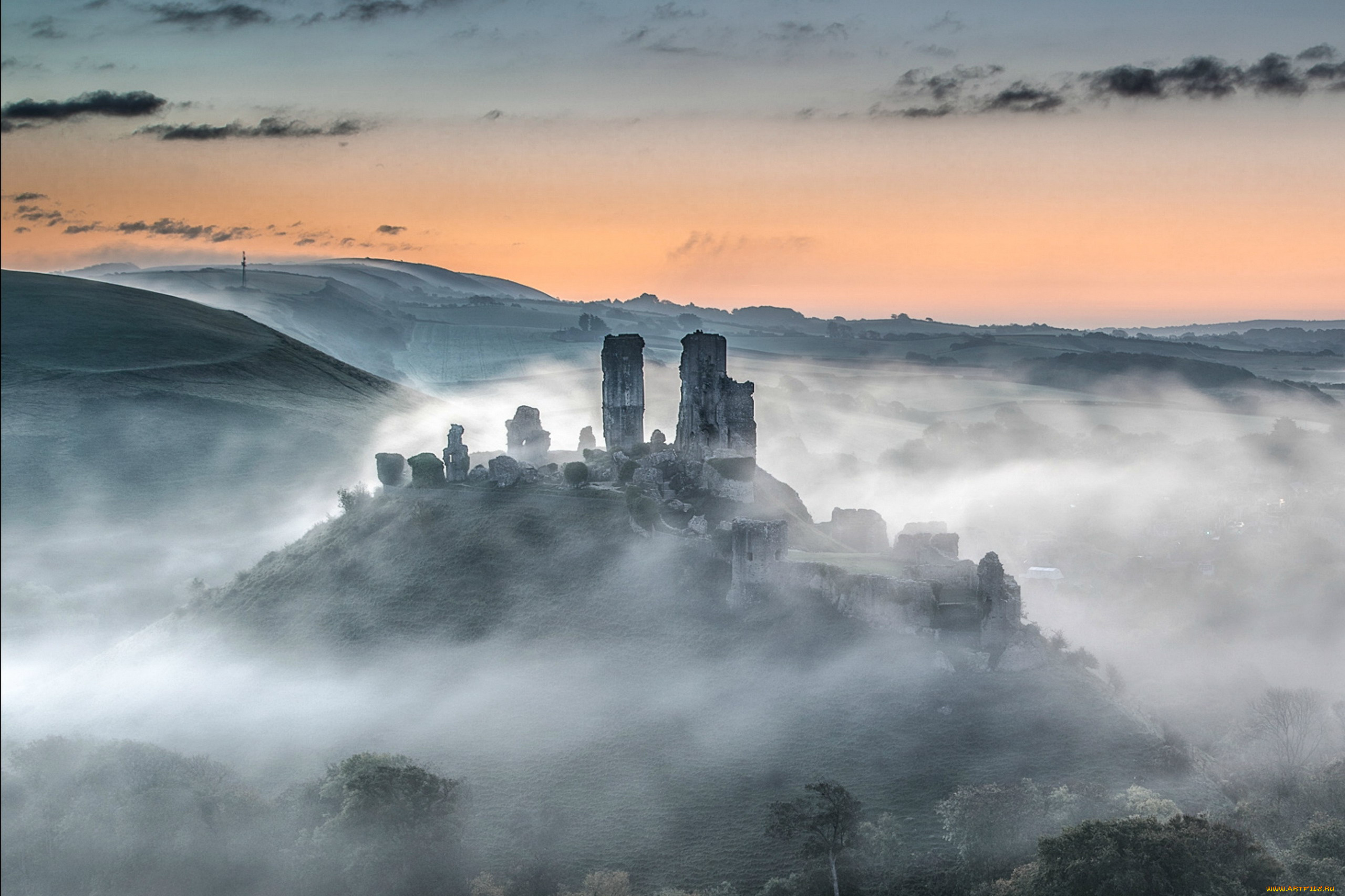 corfe, castle, dorset, города, замки, англии, corfe, castle