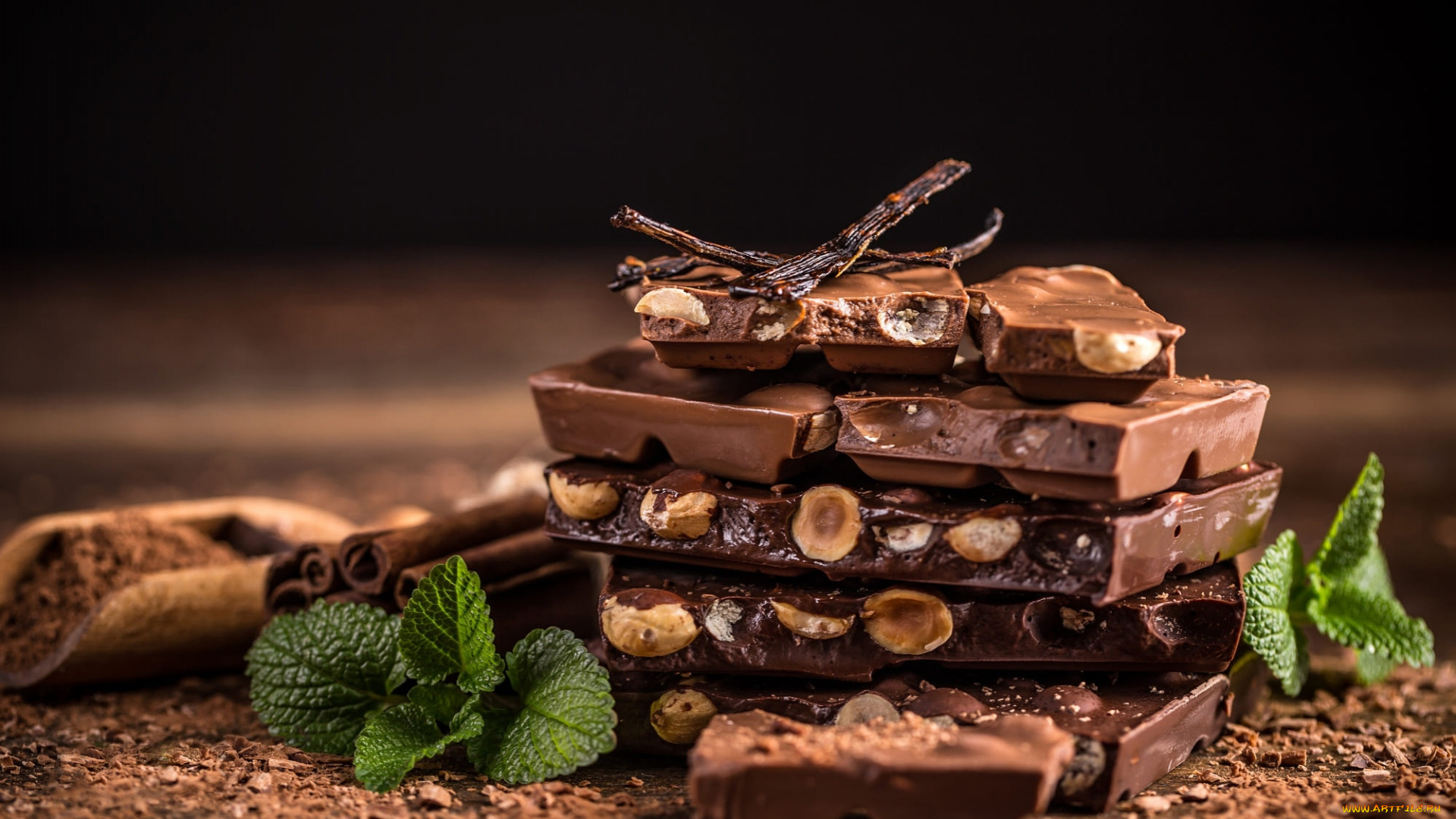 еда, конфеты, , шоколад, , мармелад, , сладости, мята, шоколад, орехи, корица