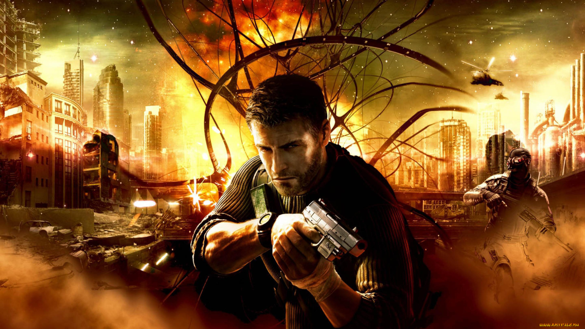 видео, игры, splinter, cell, мужчина, пистолет, воин