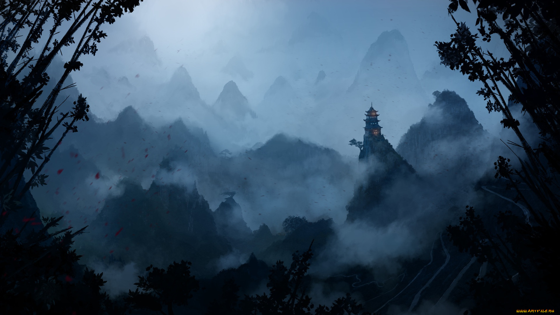 фэнтези, замки, пейзаж