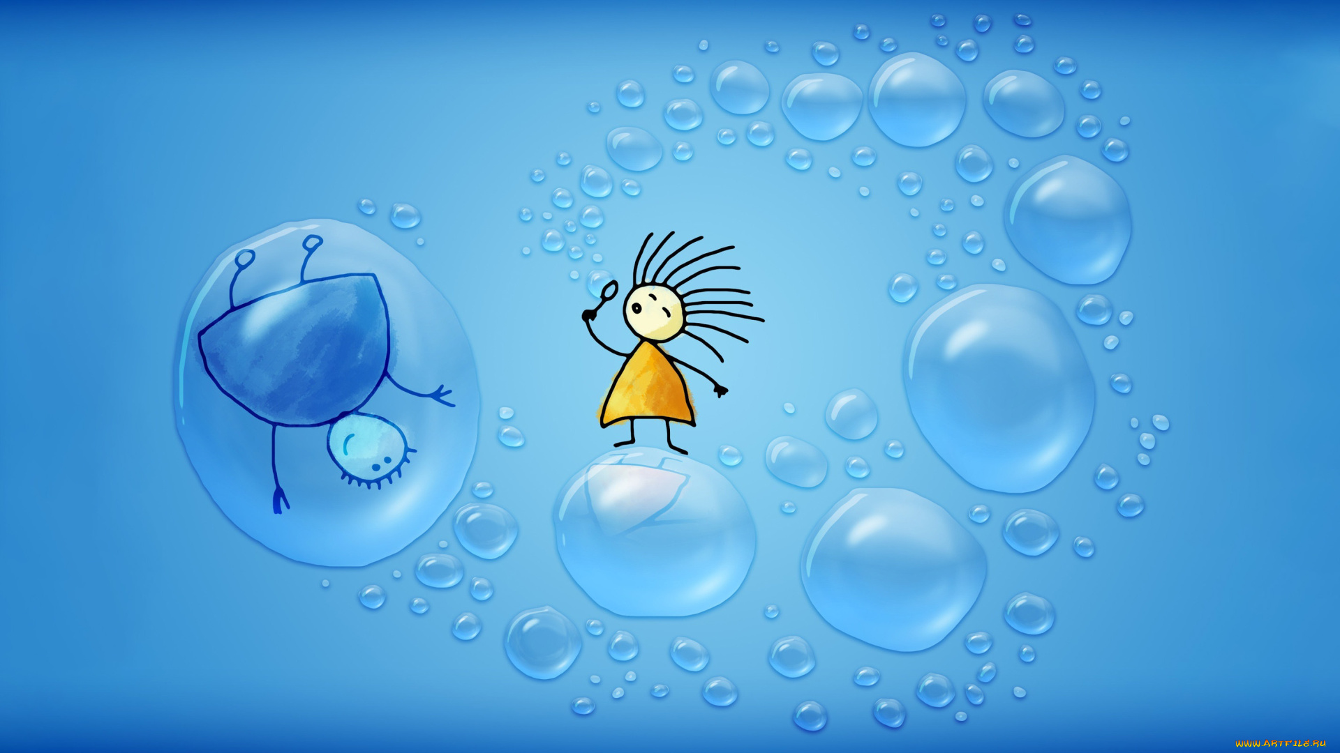 295901, рисованное, vladstudio, пузыри, человечек