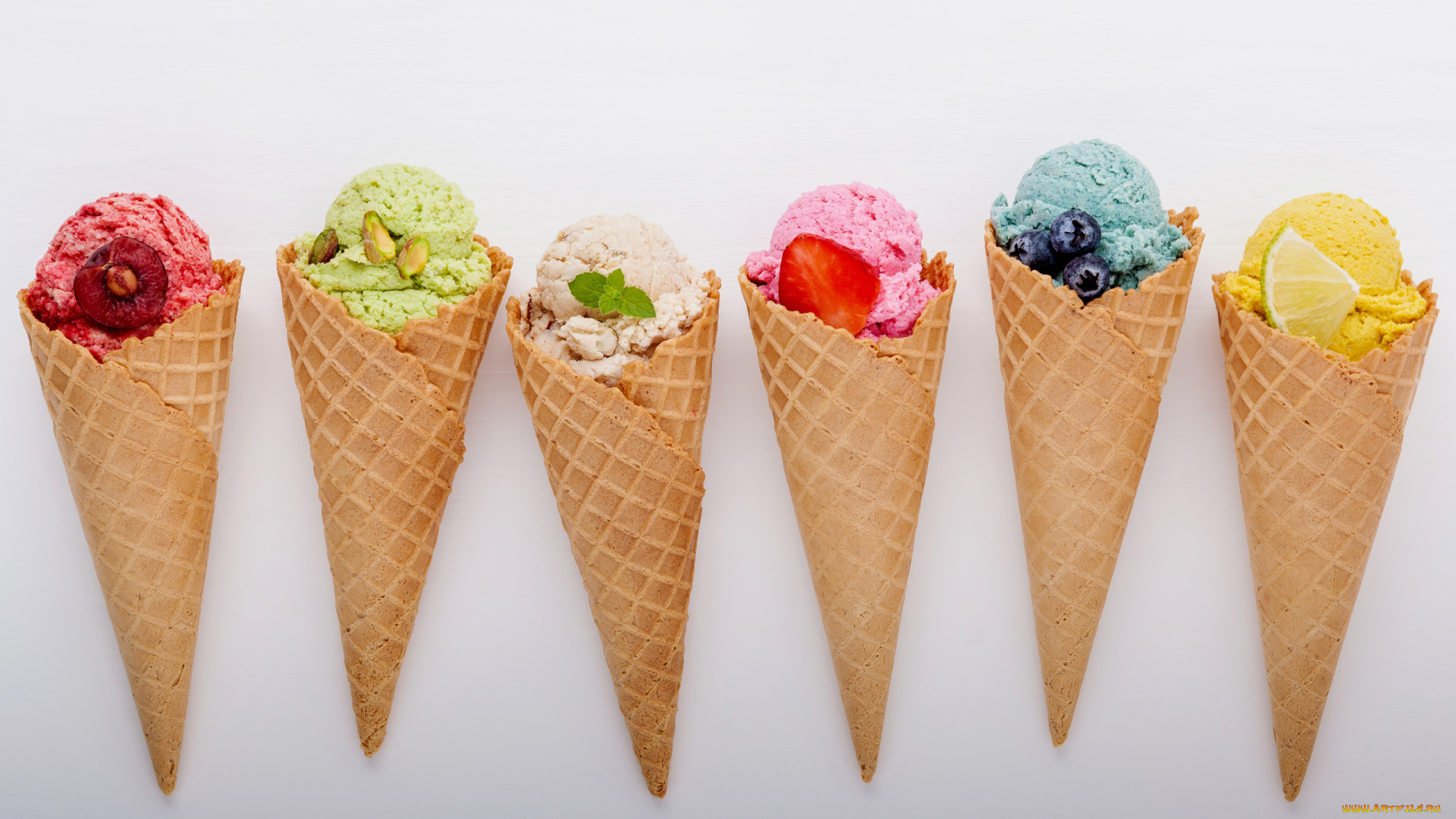 еда, мороженое, , десерты, вафельный, рожок, ассорти
