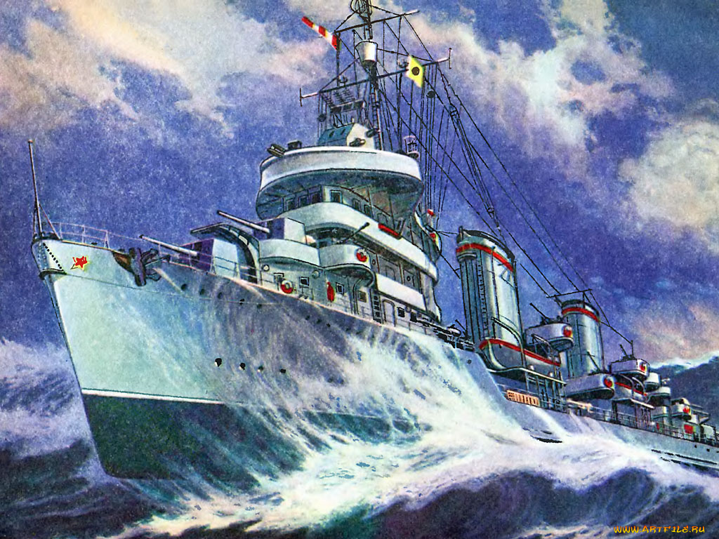 корабли, рисованные