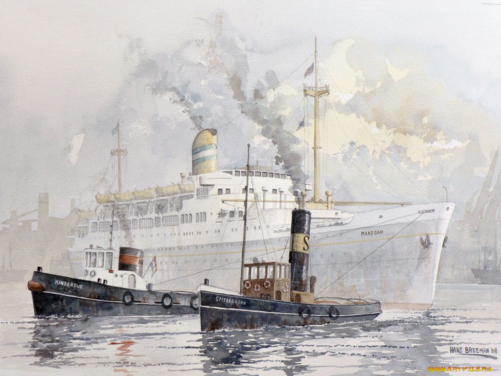 корабли, рисованные