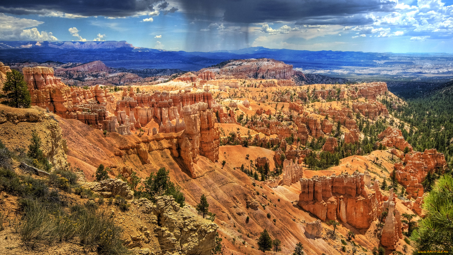 большой, каньон, юта, сша, природа, горы, тучи