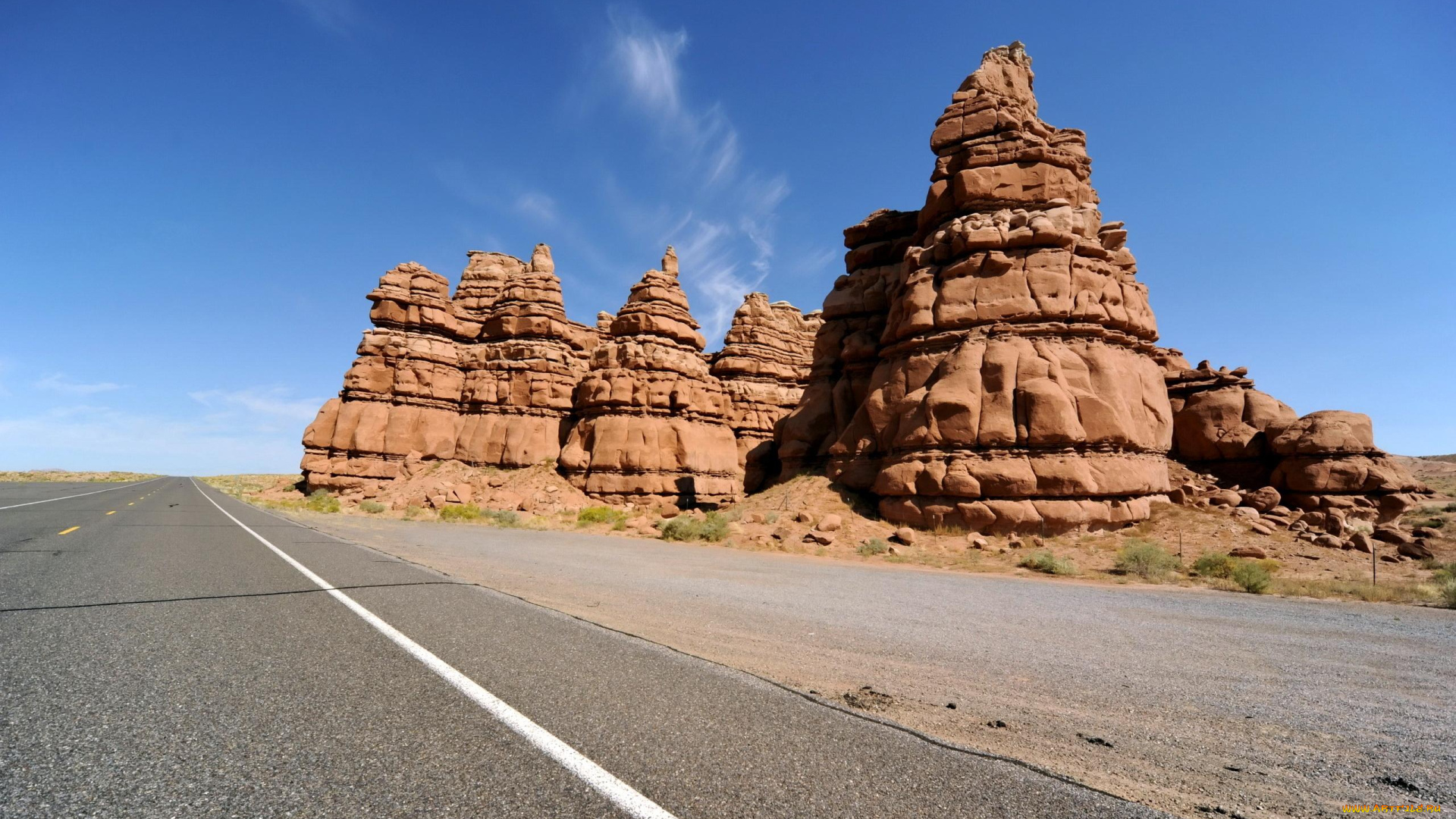 природа, дороги, скалы, небо