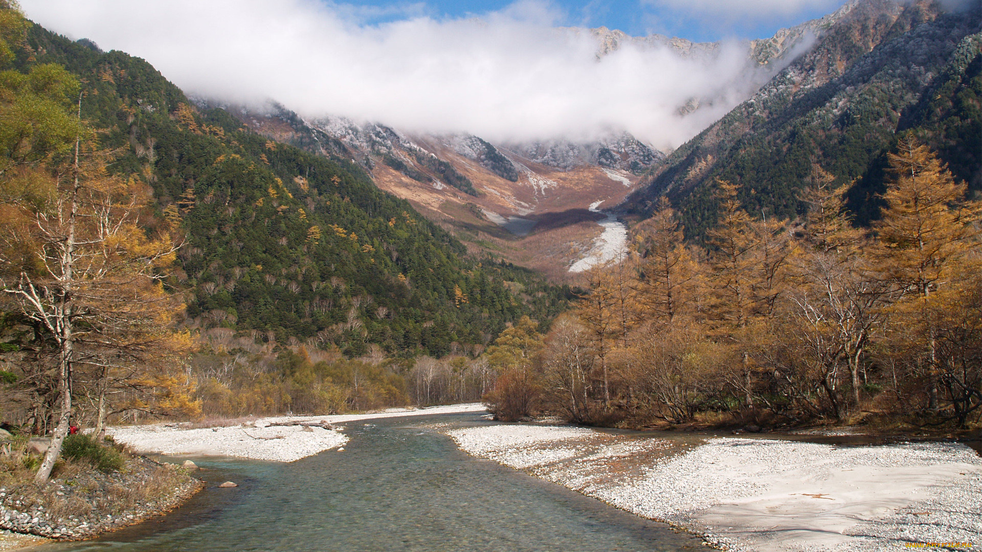 природа, реки, озера, облака, горы, река