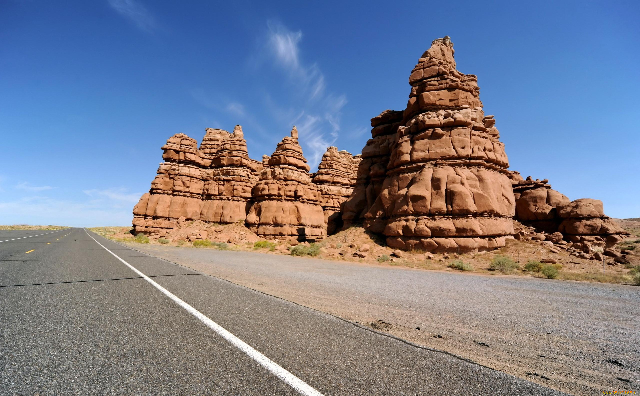 природа, дороги, скалы, небо